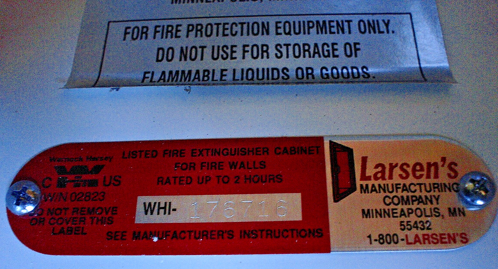 New Larsen’s S/S Fire Extinguisher Cabinet SS2409-SM F.G. with Lock & Keys