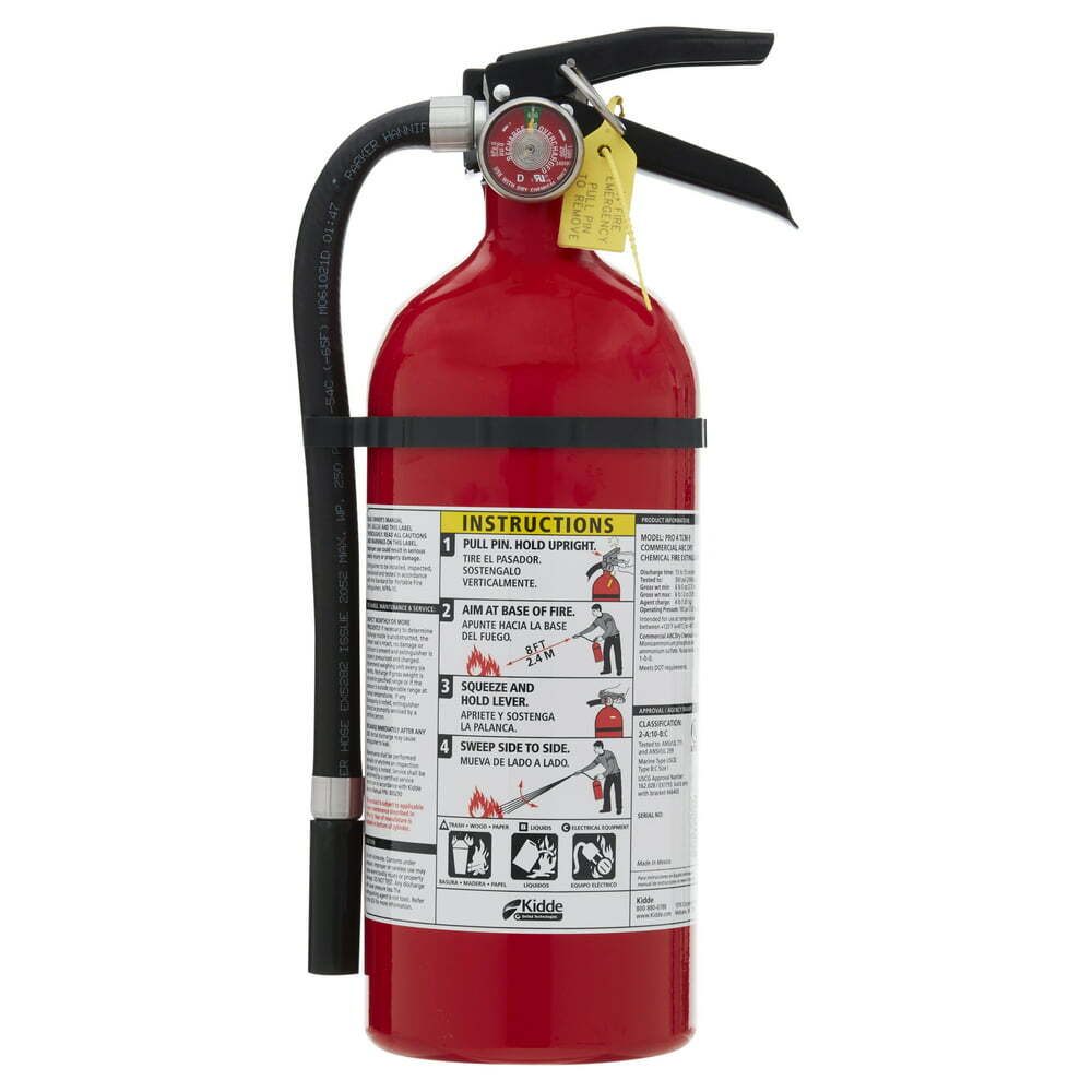 “stay protected with pro 210 fire extinguisher – compact 4lb size