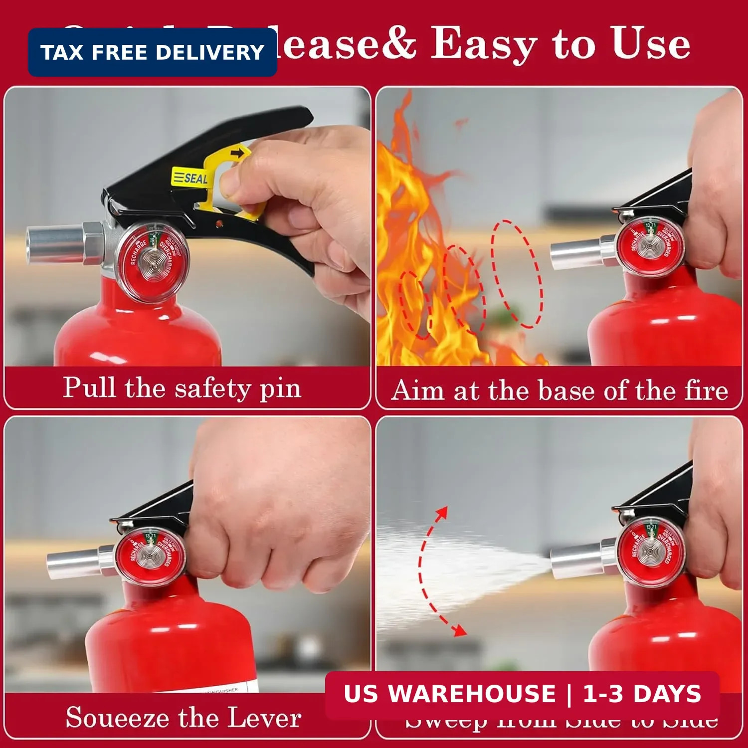 2-Pack ABC Dry Chemical Fire Extinguisher, 2.5 lb 1A:10B:C Fire Extinguisher for