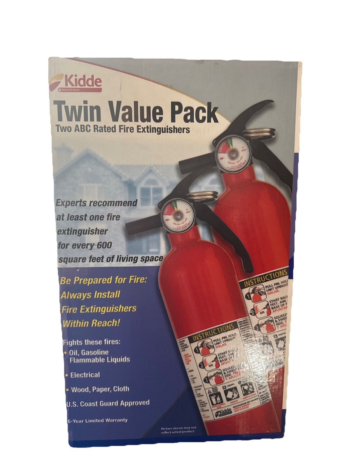Multipurpose Fire Extinguisher Red 2 Pack Home Safety Kitchen Office