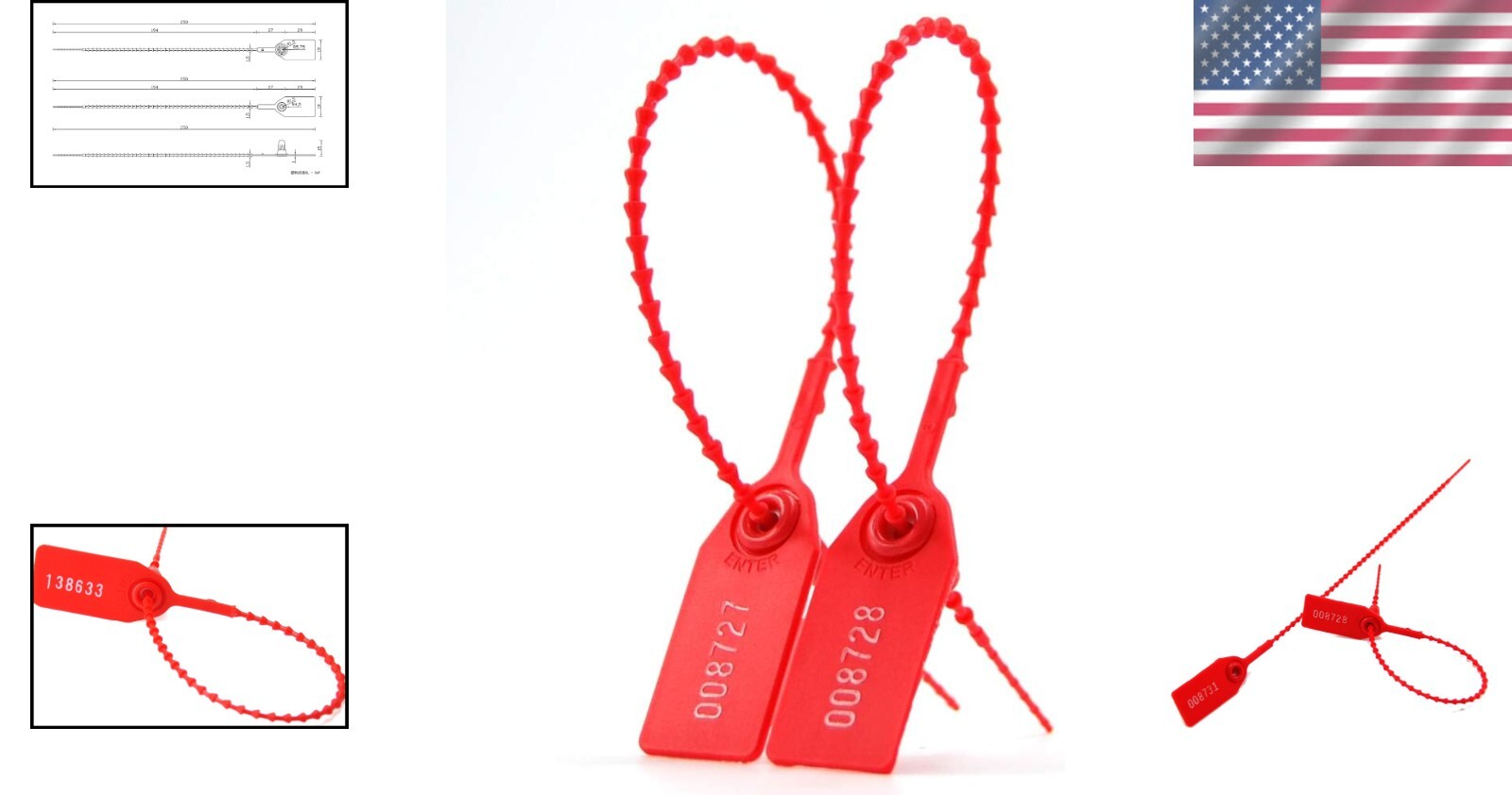 Self-Locking Red Tamper Seals 250mm – Versatile Security Tags Pack of 1000