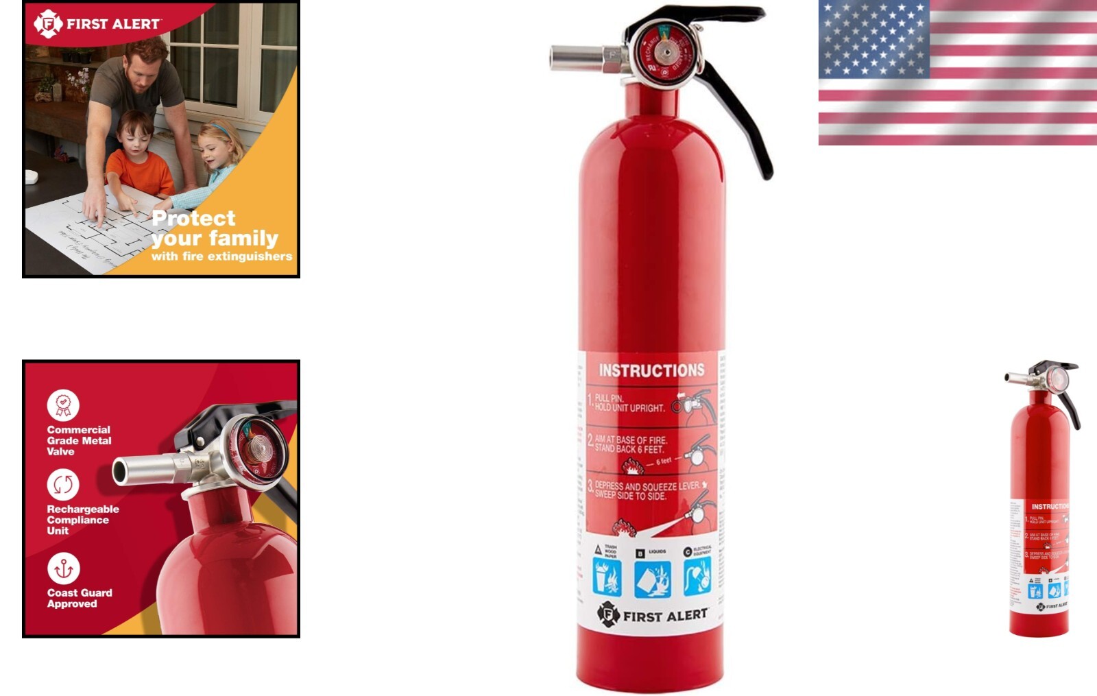 HOME1 Rated Rechargeable Fire Extinguisher 1-A:10-B:C | Red – Safety First!