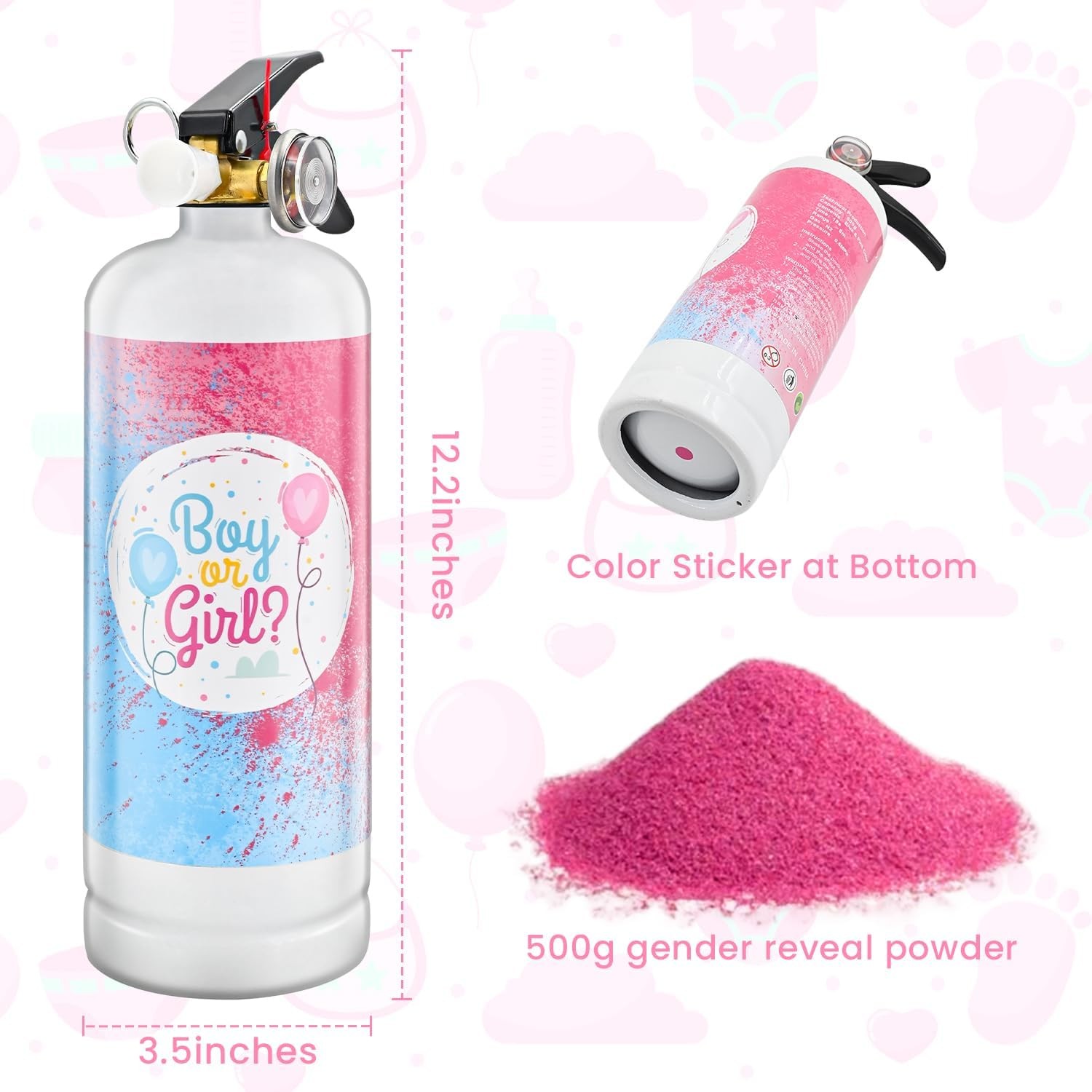 Gender Reveal Fire Extinguisher 2 Pack Giant Boy or Girl Gender Reveal Exting…