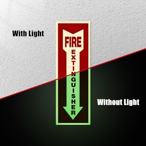 Fire Extinguisher Signs,Safety Sign Sticker glow in the dark 12 Pack 4″ X 12″ Du