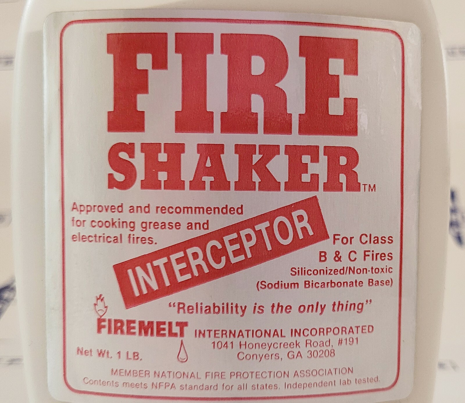 Fire Shaker Interceptor Class B & C Fires Only 1LB. Powder