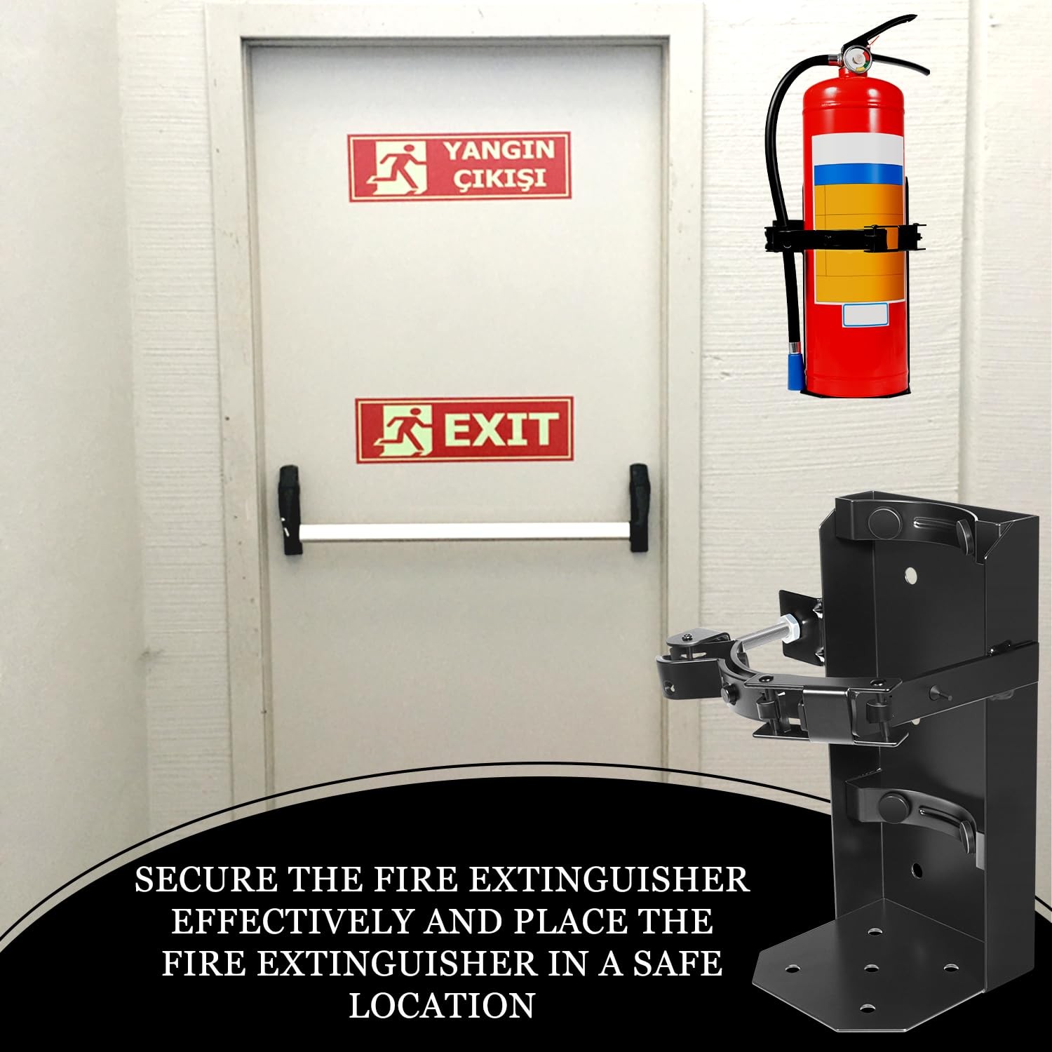 Heavy Duty Vehicle Mount,Fire Extinguisher Bracket and Base – St12 Steel Black,F