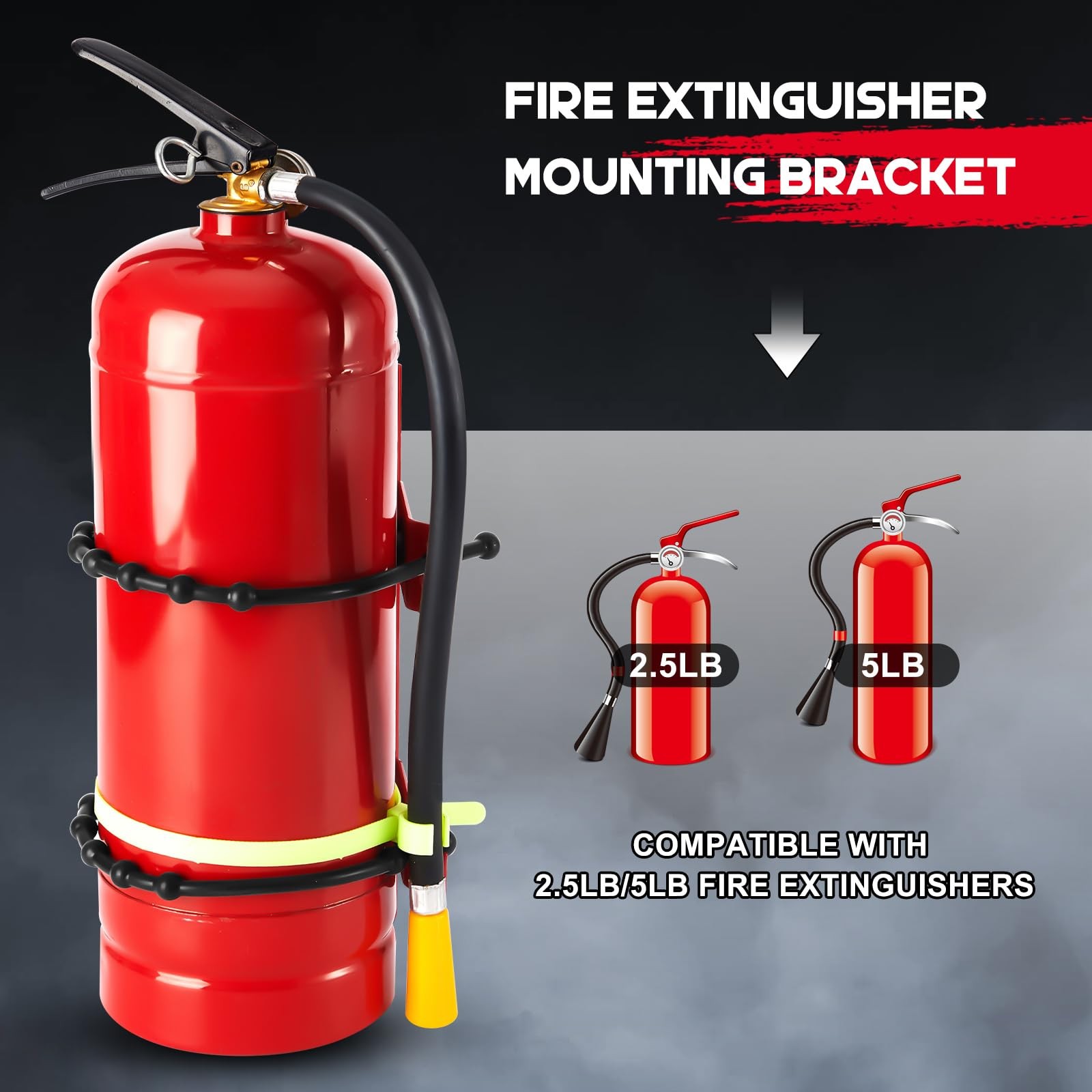 1 Pcs Fire Extinguisher Mount Bracket Adjustable, Supports up to 2.5 and 5lb,…