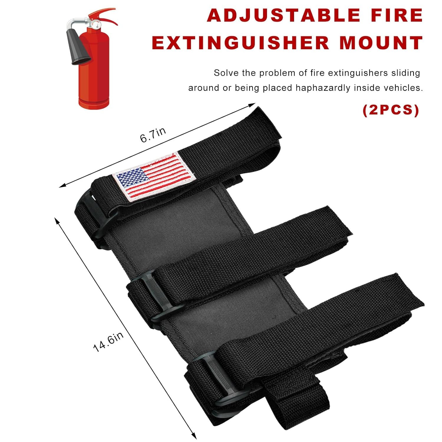 2PCS Adjustable Fire Extinguisher Holder Strap Mount Car Vehicle Bracket