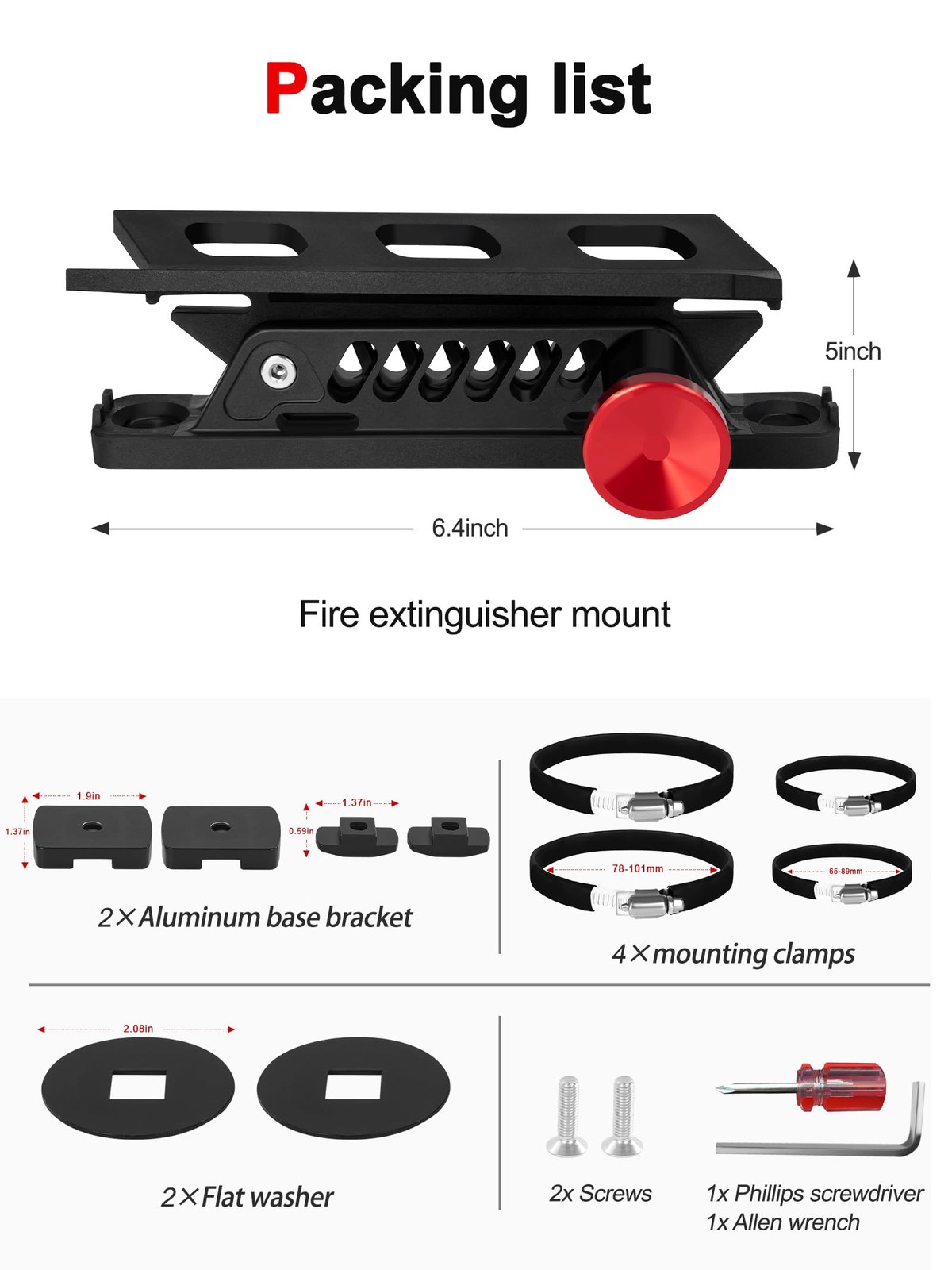 ZIDIYORUO MOLLE Panel Fire Extinguisher Mount Kit Fits 1″-2″ Rigid MOLLE Pane…
