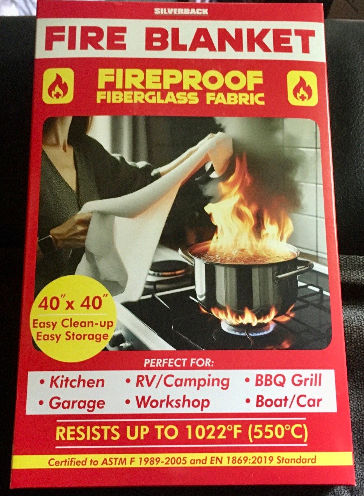 Silverback 40″ X 40″ Fireproof Fiberglass Fabric Fire Blanket .. NIB