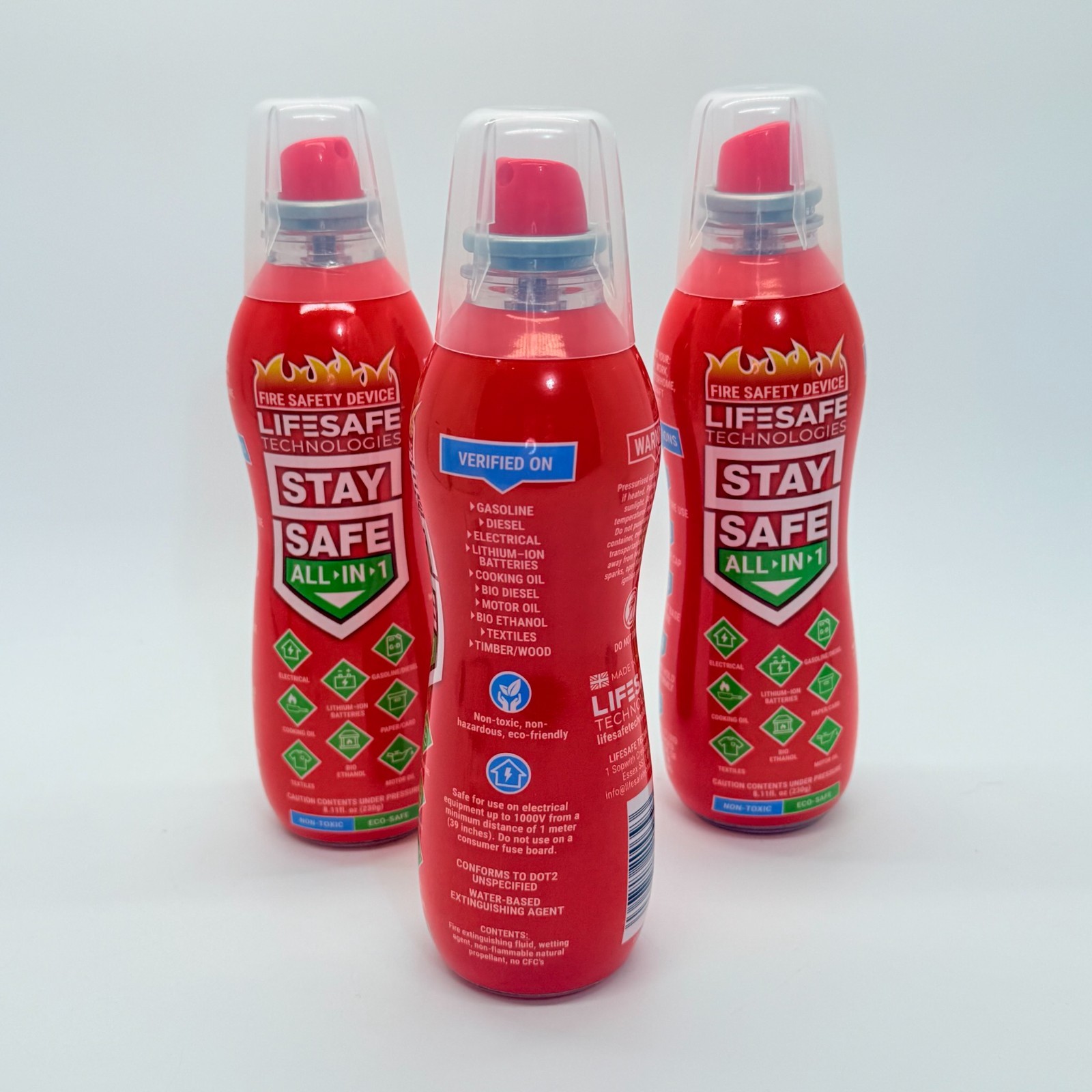 3 Pack LifeSafe StaySafe All-in-1 Fire Extinguisher Spray – Home Car Garage