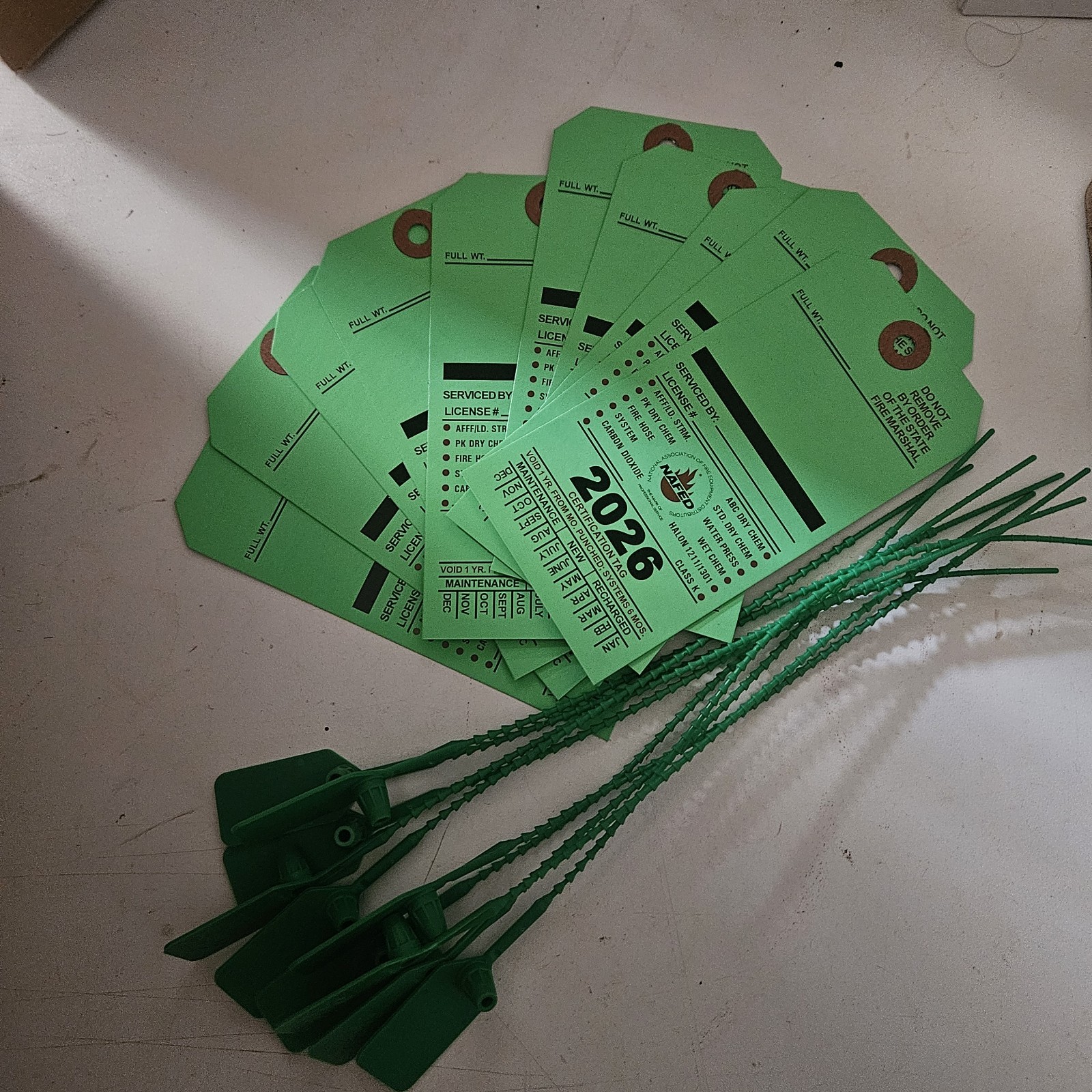 10 2026 Green -FIRE INSPECTION Double Sided Tags 5 1/4″ X 2 ½”