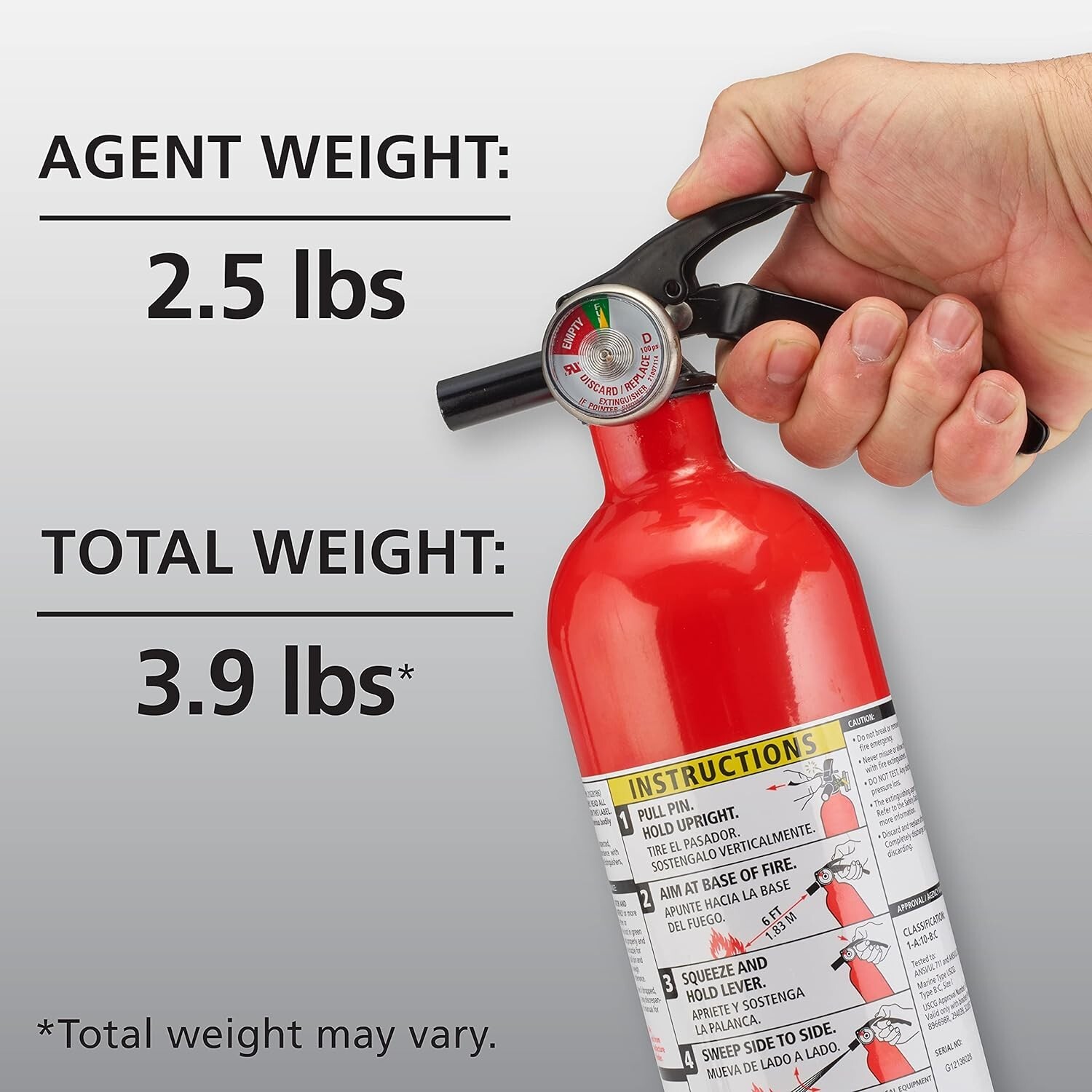 Home Fire Extinguisher 1-A:10-B:C – Dry Chemical, 2 Pack with Mounting Bracket