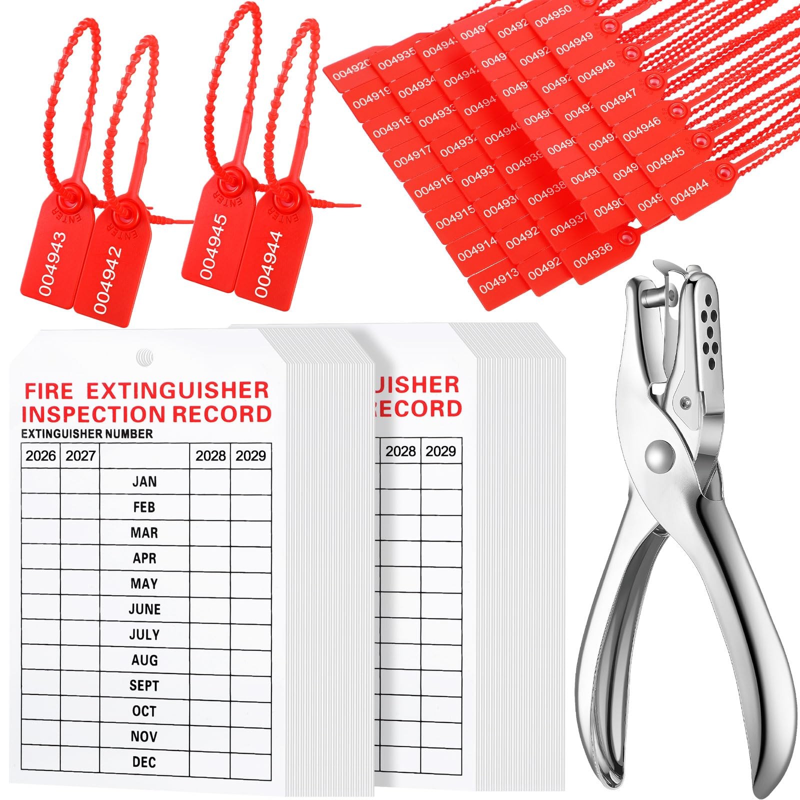 101 Pieces Monthly Fire Extinguisher Inspection Tags 2026 to 2029 Plastic Mai…