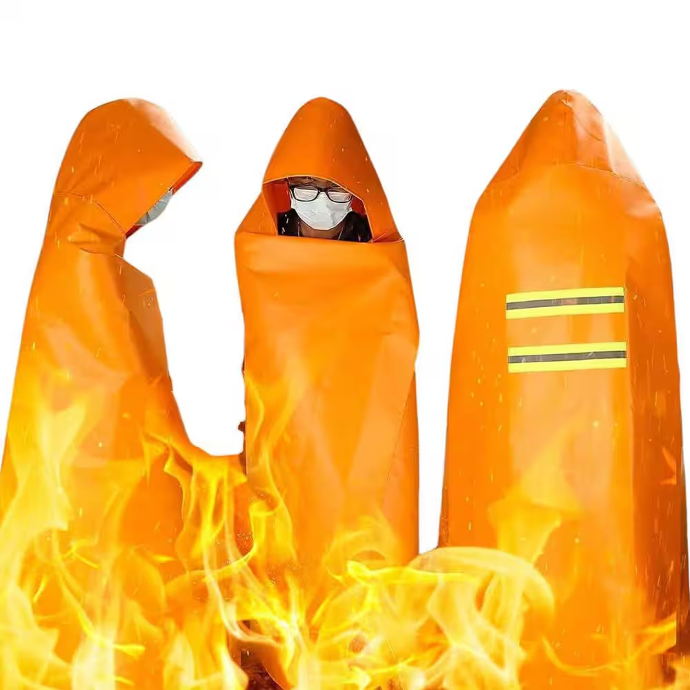 Extra Large Fireproof Glass Fiber Cloak Emergency Fire Blanket Head Protection K