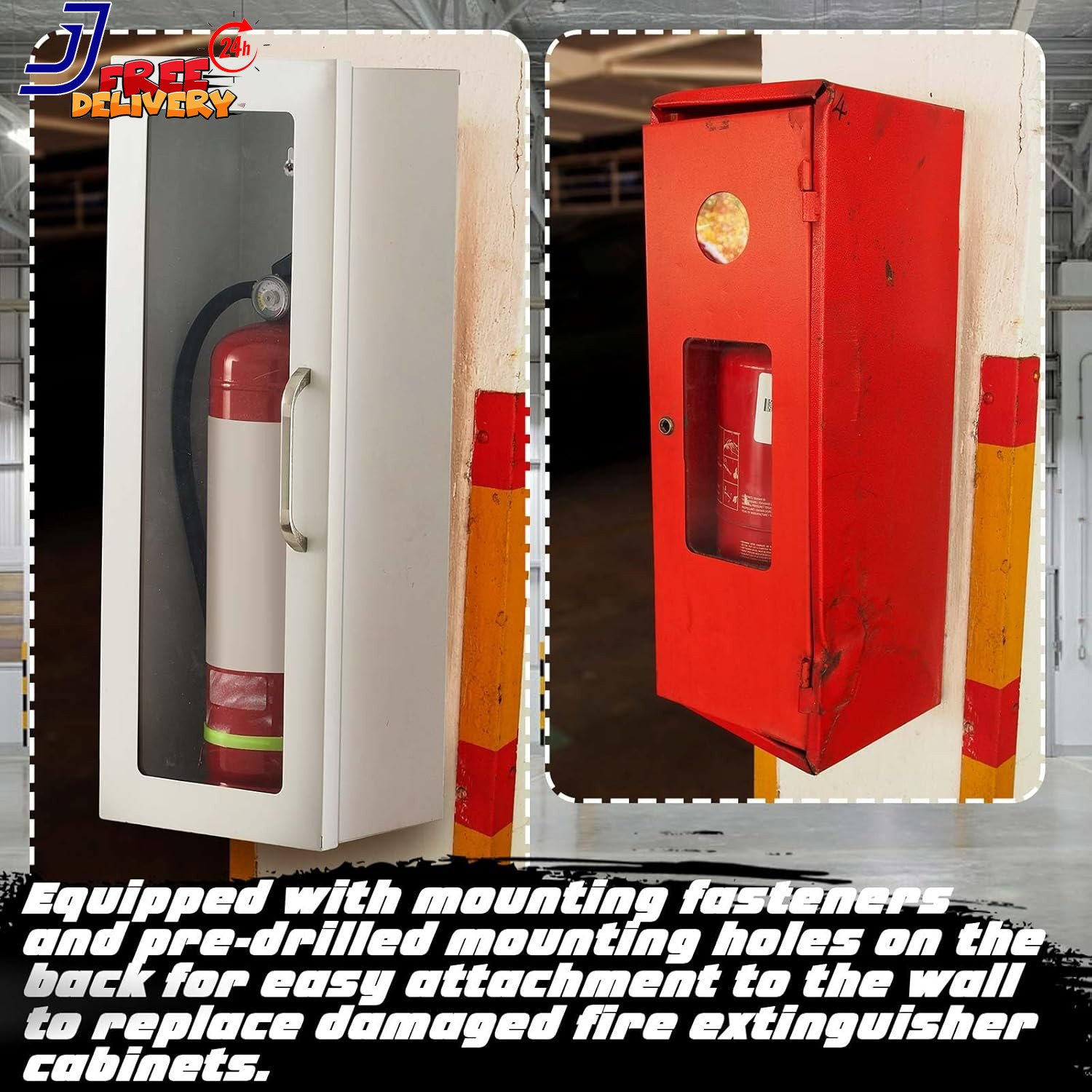 2 Pack Fire Extinguisher Cabinet Wall Mount Steel Holder for Indoor/Outdoor
