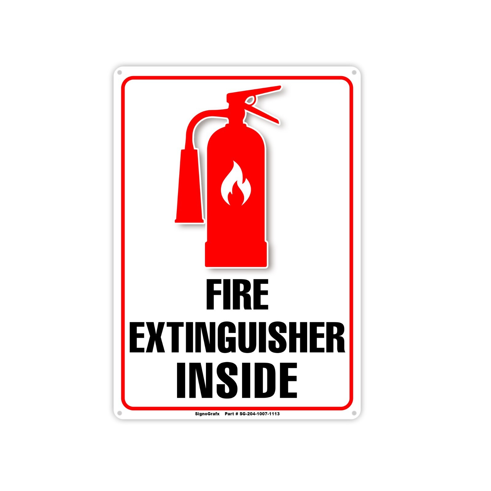 SIGNOGRAFX Fire Extinguisher Sign, Fire Safety, 10″x7″ Security for School & Lab