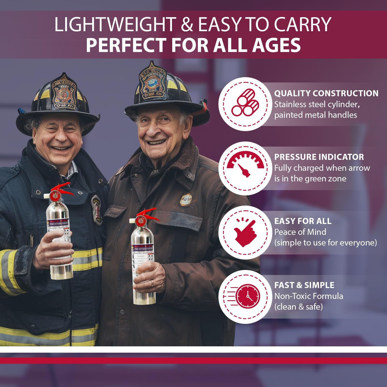 Ougist Portable Fire Extinguisher for Home with Mount, Non-Toxic Water-Based Fir