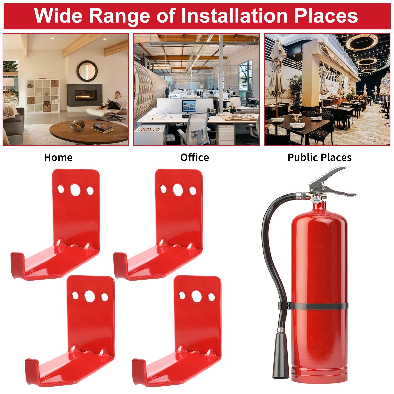 Fire Extinguisher Wall Hook Mount Bracket Fits 5 To 40 Lb Extinguishers 4 PCS