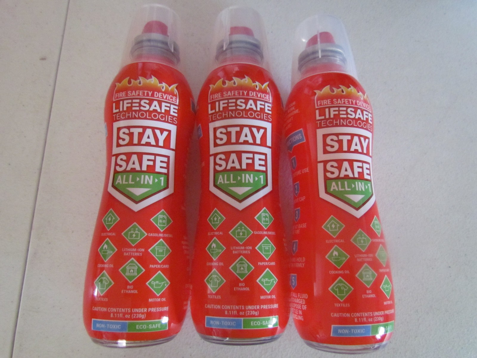 3 Pack LifeSafe StaySafe All-in-1 Fire Extinguisher Spray – Home Car Garage