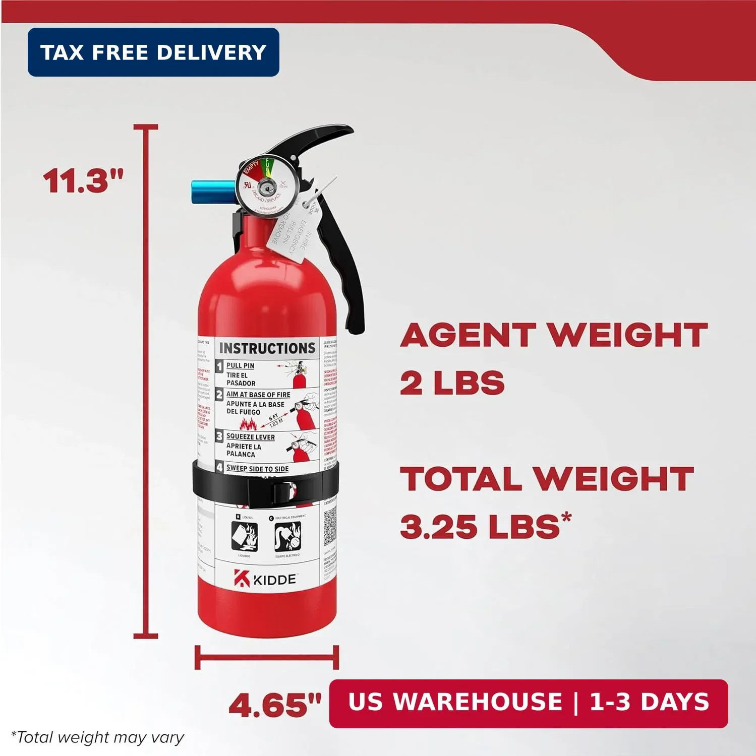 Kidde Basic Fire Extinguisher for Home, Office, Residential, Single-Use, 5BC