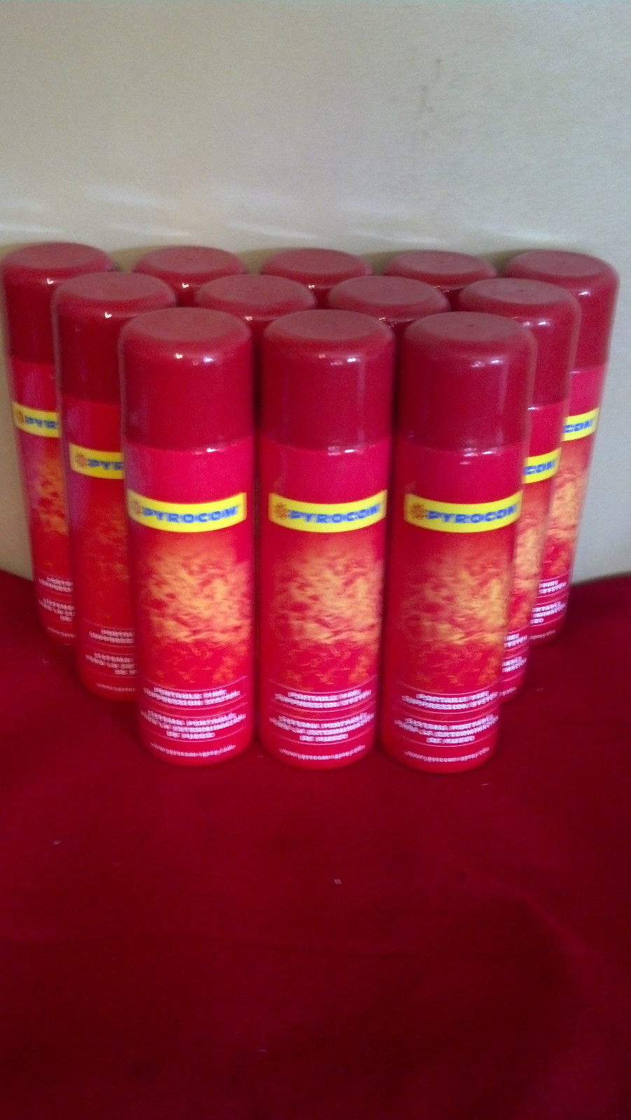 12 Aerosol Cans Pyrocom Portable Foam Fire Extinguisher