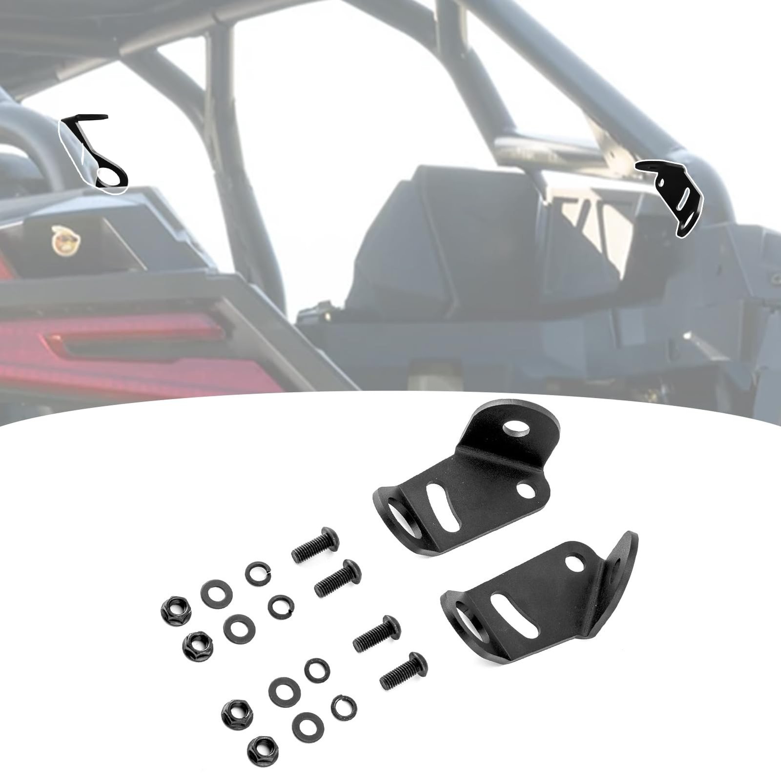 Wsays 2pcs UTV Roll Cage Whip Light Mount with Cargo Tie Down Points Anchors …