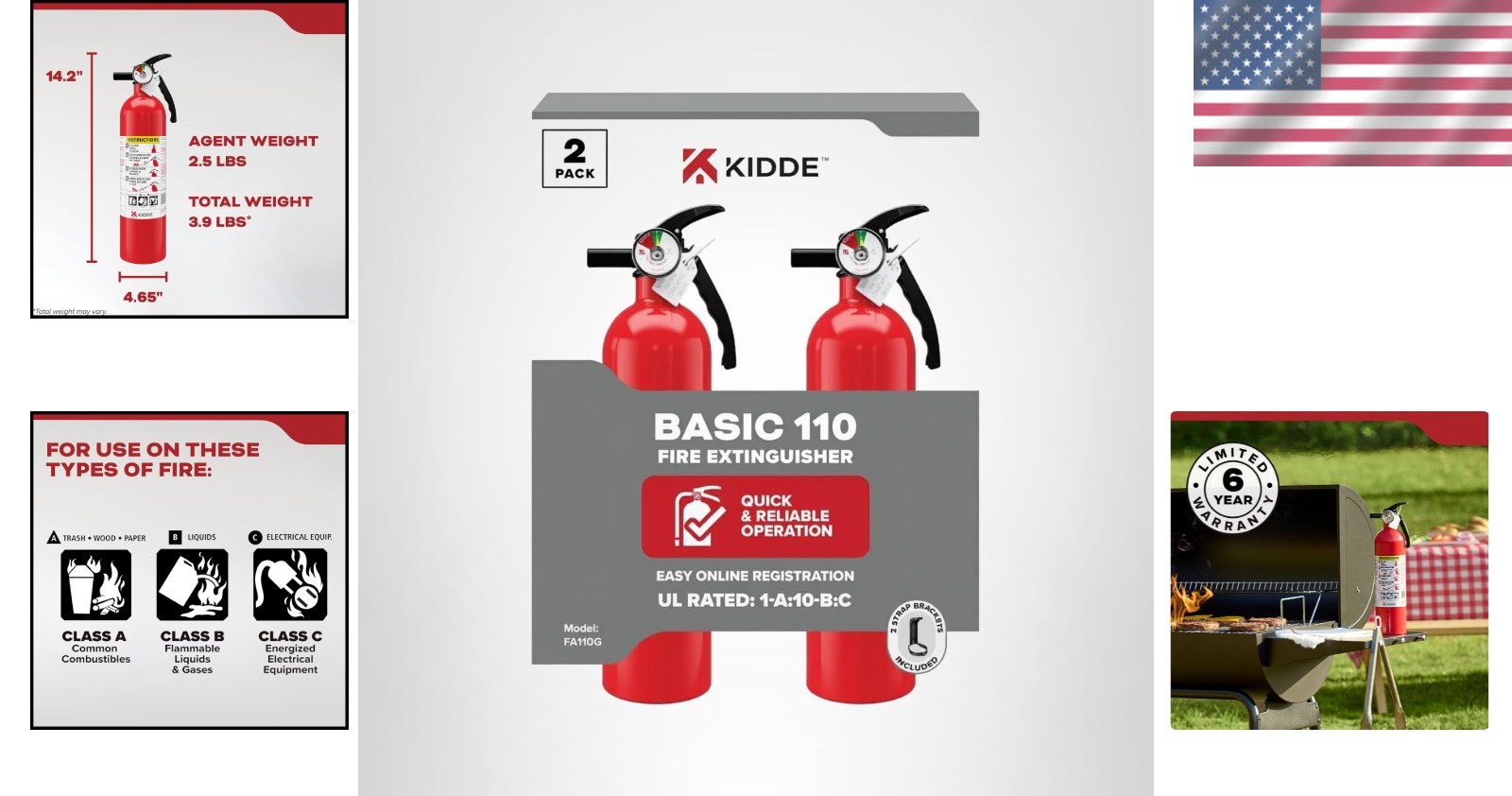 Fire Extinguisher 2 Pack Aluminum Portable Home Office Dorm 1A10BC