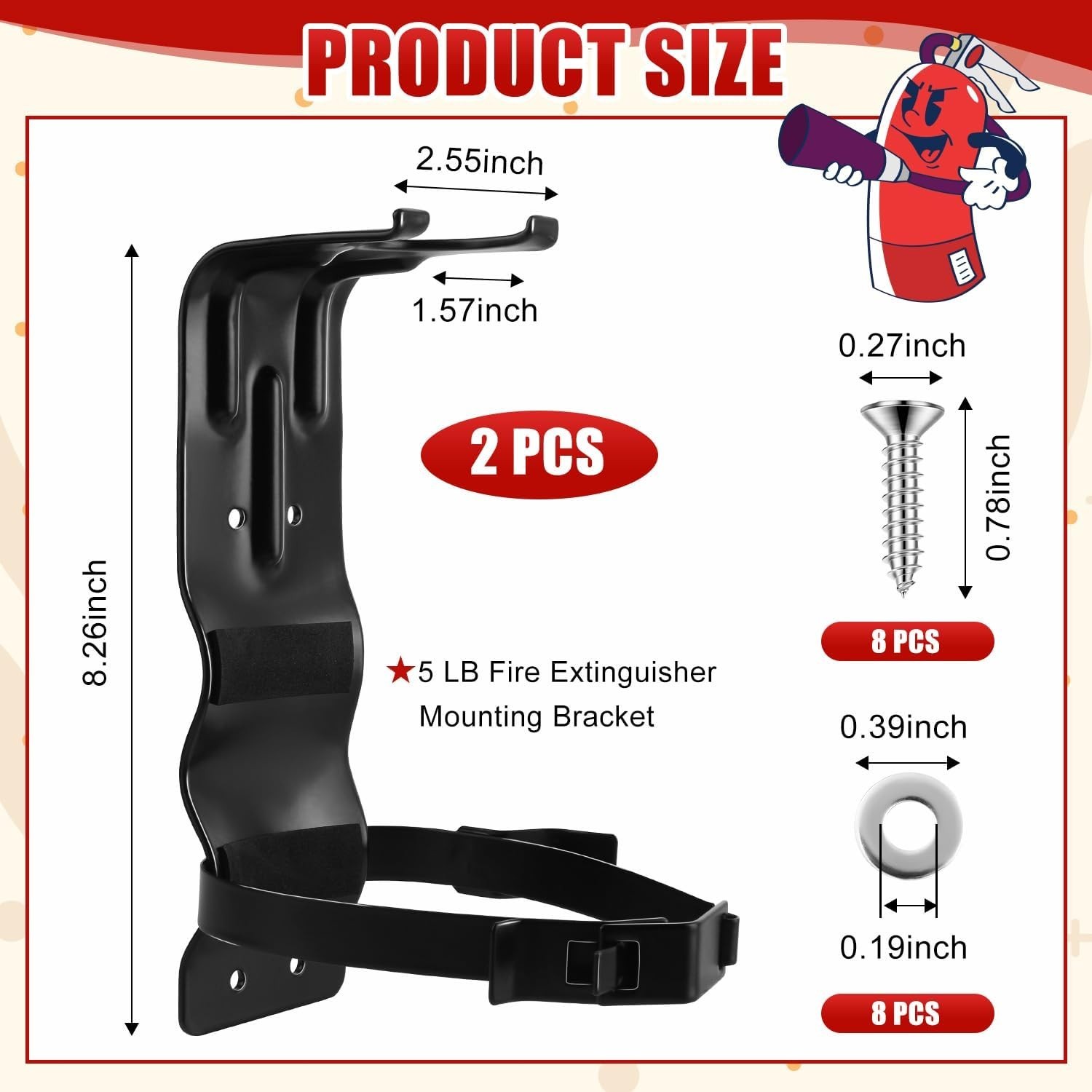 2pcs Home Fire Extinguisher Mount Bracket, 5 LB Metal Truck Fire Extinguisher…
