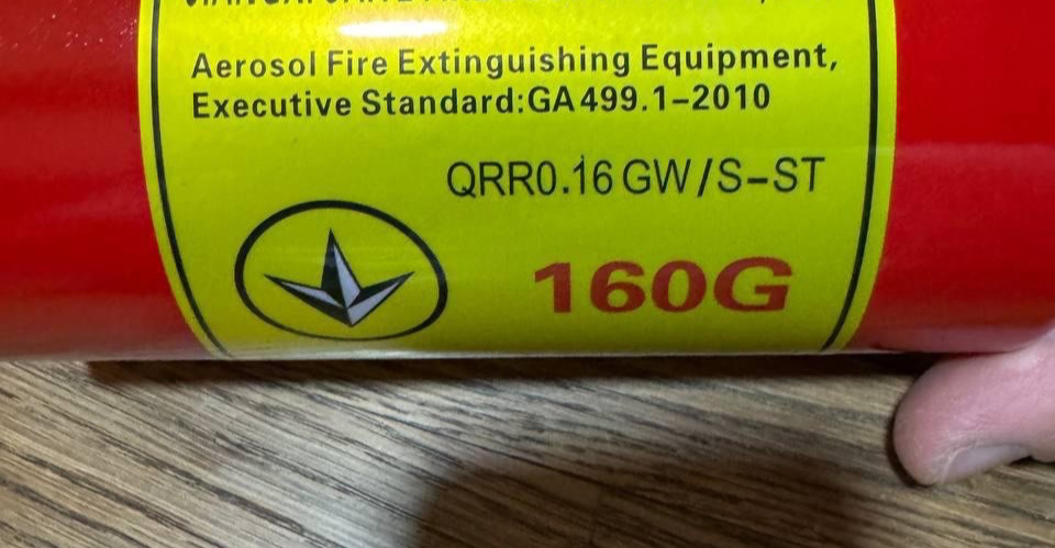 aerosole fire extinguisher 160gr automatic electrical/thermal activation
