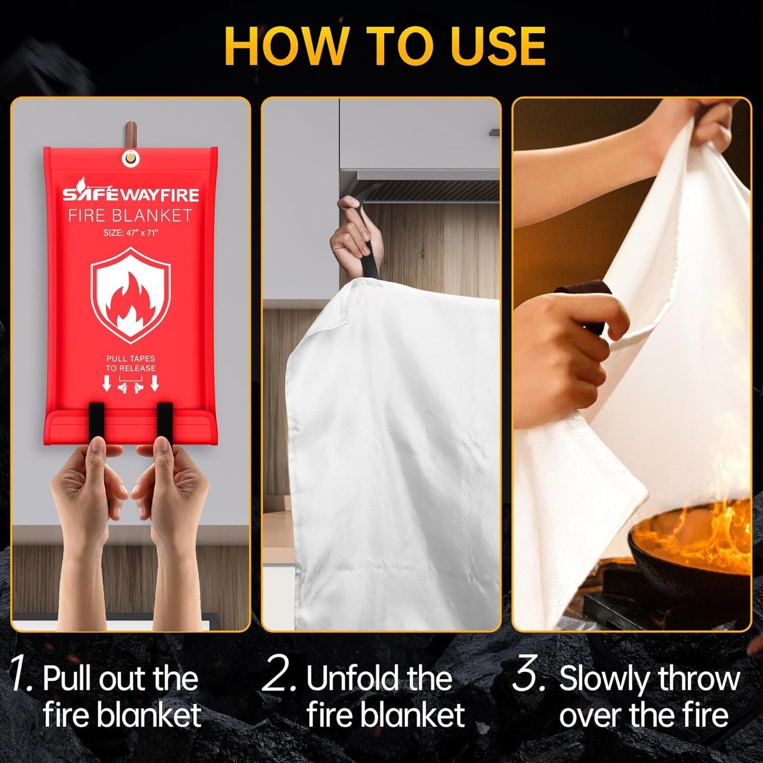 Safewayfire Emergency Fire Suppression Fiberglass Blanket – 1 Pack “39.4”x”39.4″