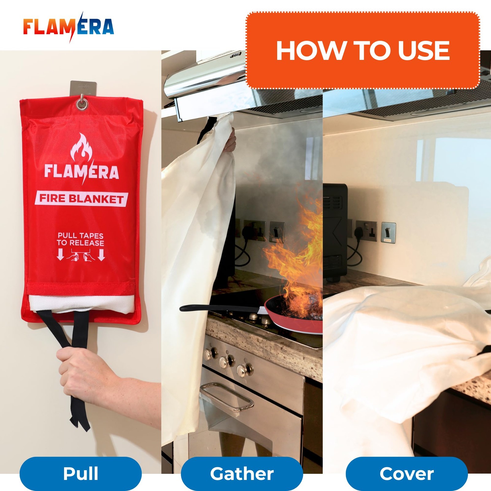 Emergency Fire Blanket for Home and Kitchen (2-Pack) Fireproof and Fire Suppr…