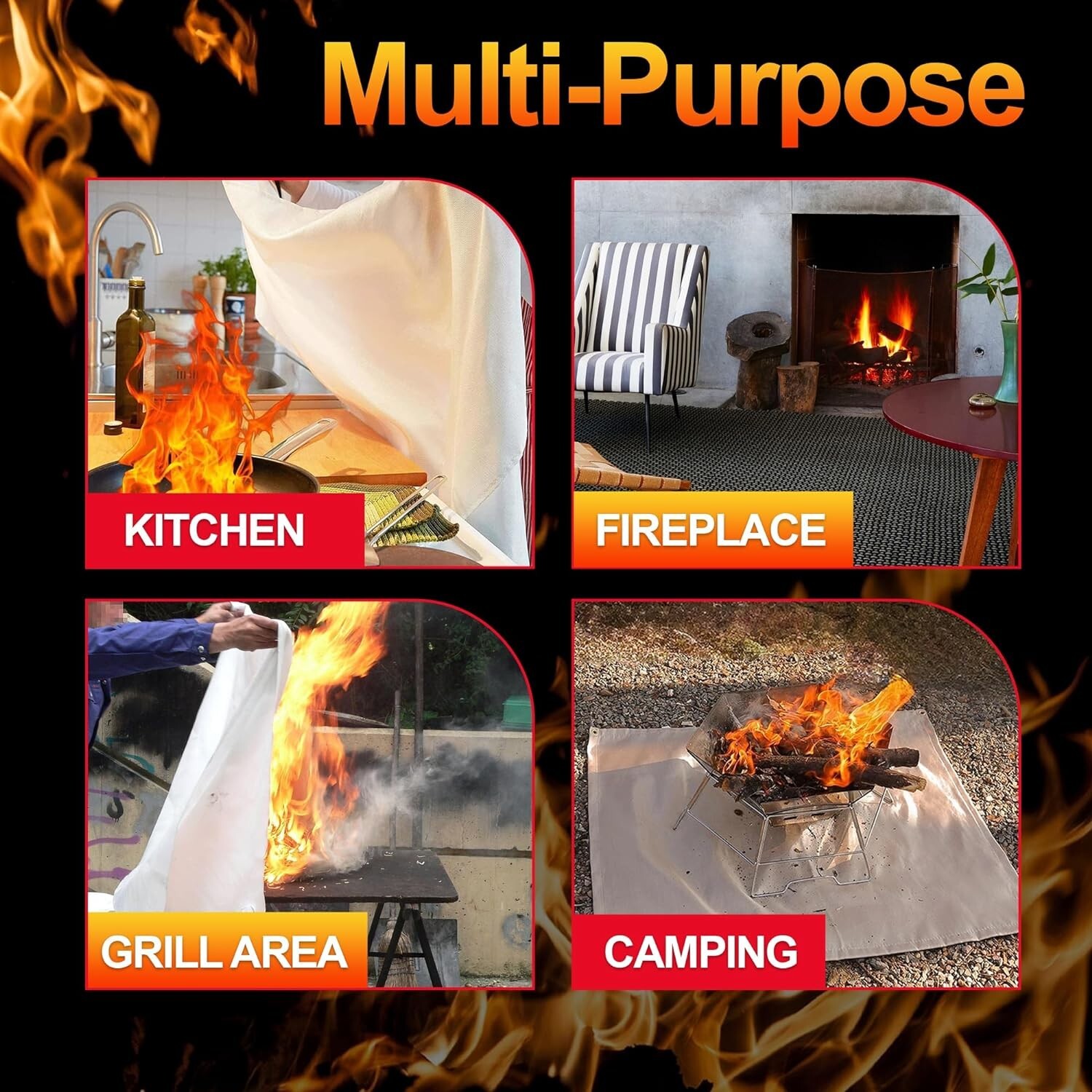 Blaze Armor Fire Blanket, Fire Suppression Blanket for Home, Fire Retardant