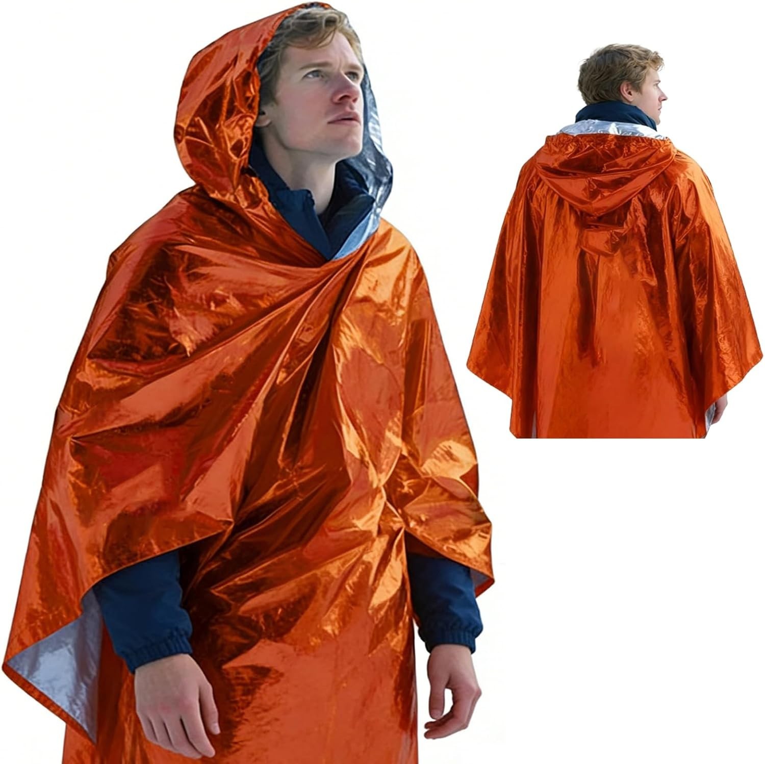 4 Pack Emergency Mylar Blanket Poncho | Waterproof Rain Ponchos | Reusable Pa…