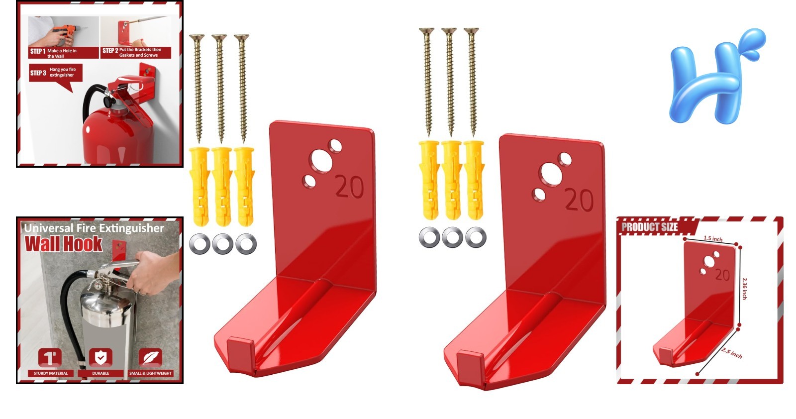 Space-Efficient Fire Extinguisher Wall Mount Brackets – Rust-Proof Iron Design
