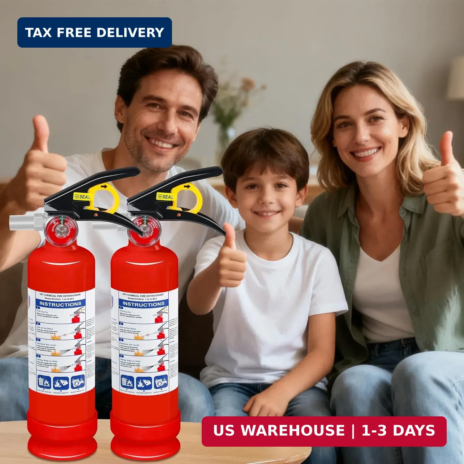 2-Pack ABC Dry Chemical Fire Extinguisher, 2.5 lb 1A:10B:C Fire Extinguisher for