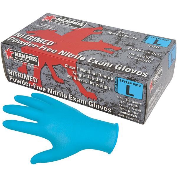 MCR Safety 6010XL Disposable Gloves XL NITRILE 4 Mil Powder-Free Textured Grip