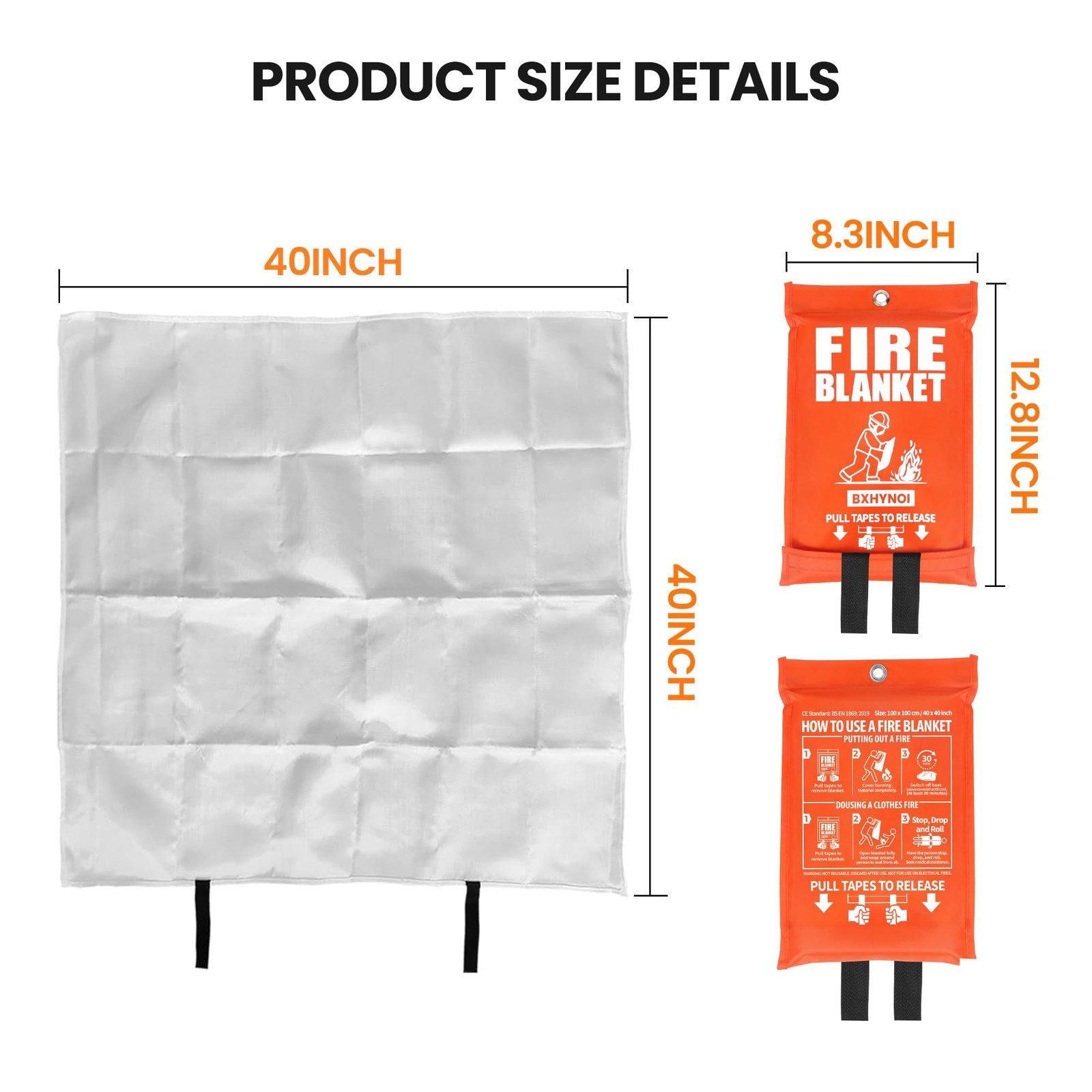 Fire Blanket 4 Pack 40″x40″, Essential Fire Safety Blanket for Kitchen Home G…