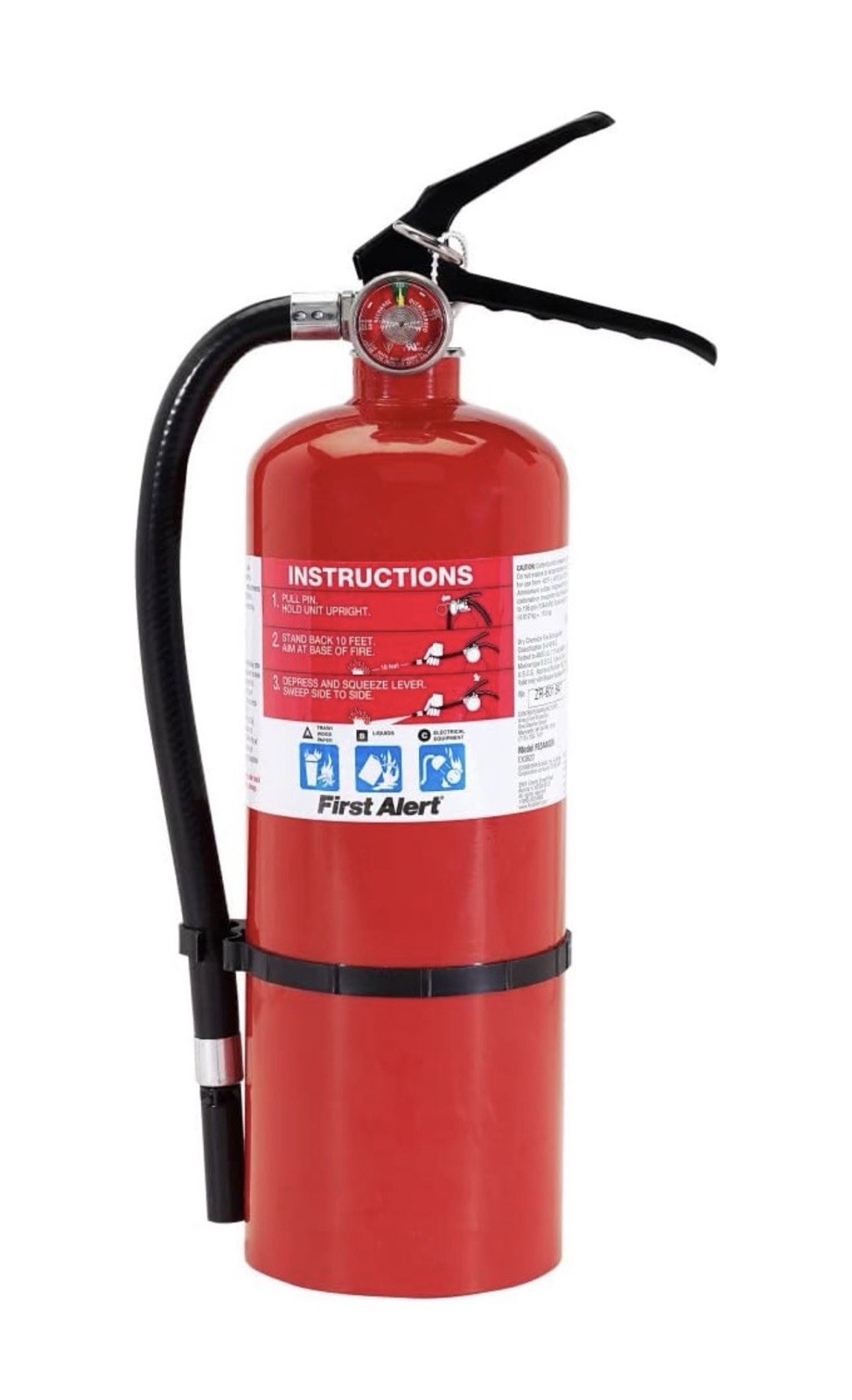 FIRST ALERT PRO5 Rechargeable Heavy Duty Fire Extinguisher, UL RATED 3-A:40-B:C