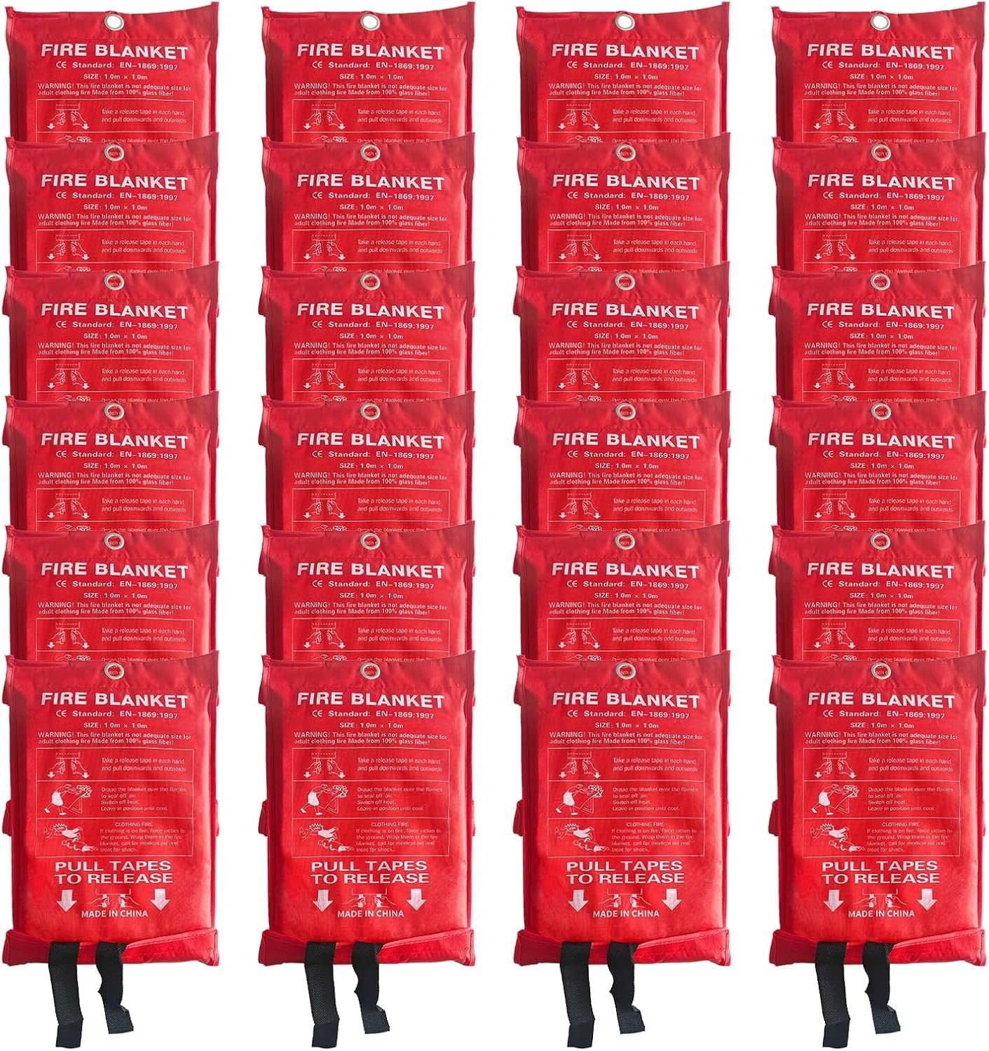 24 Packs Fire Blanket – 39.37×39.37 Inches 1100℉ Heat Resistant Emergency Fire