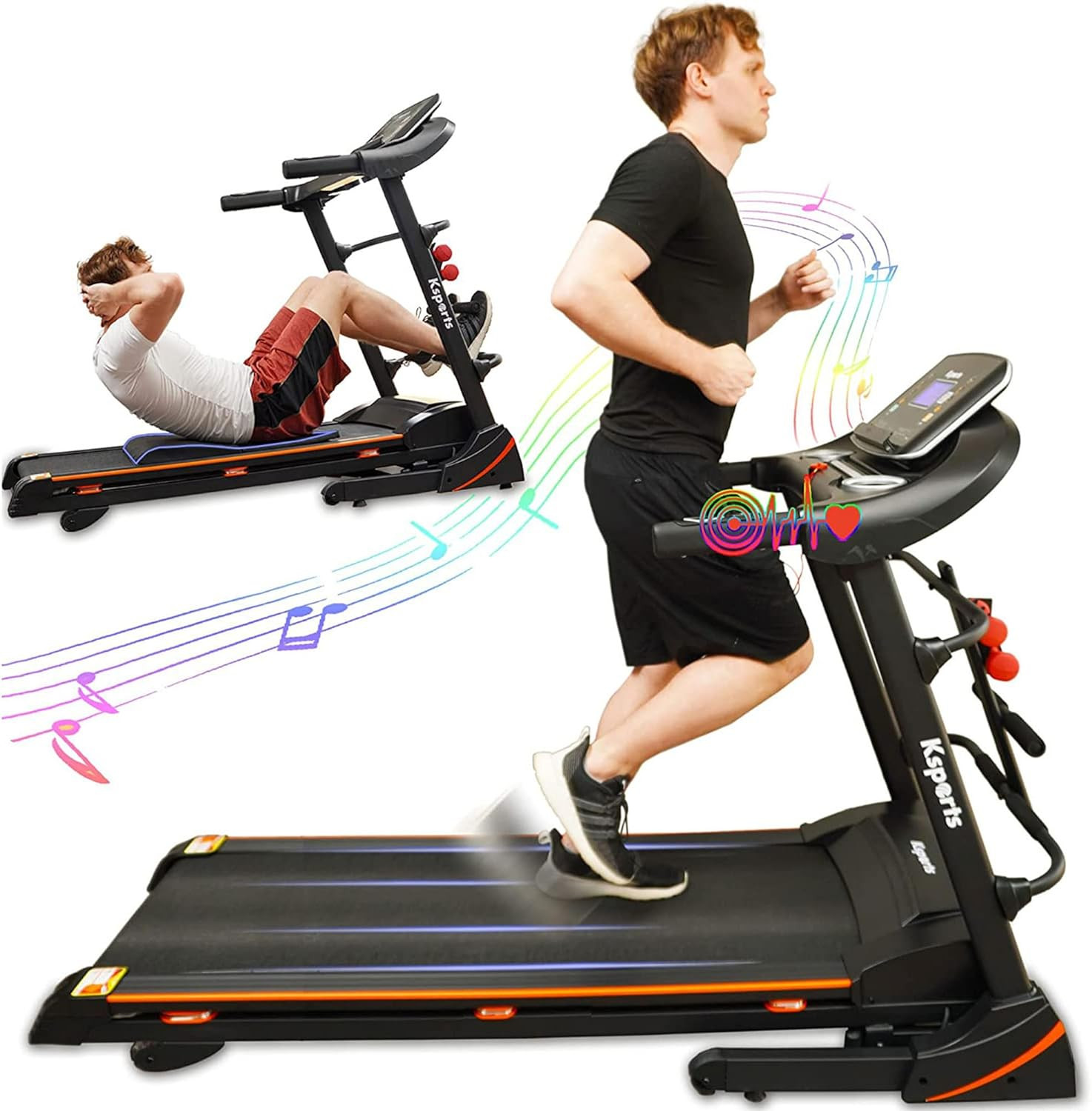 Treadmill Bundle | Electric Folding Incline Treadmill with Auto/Manual Incline,