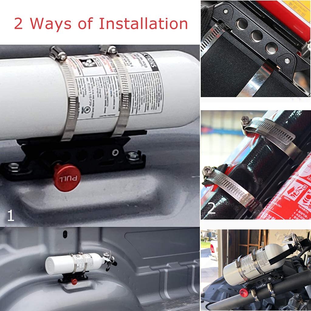 Quick Release Aluminum Fire Extinguisher Holder Mount Bracket – Black