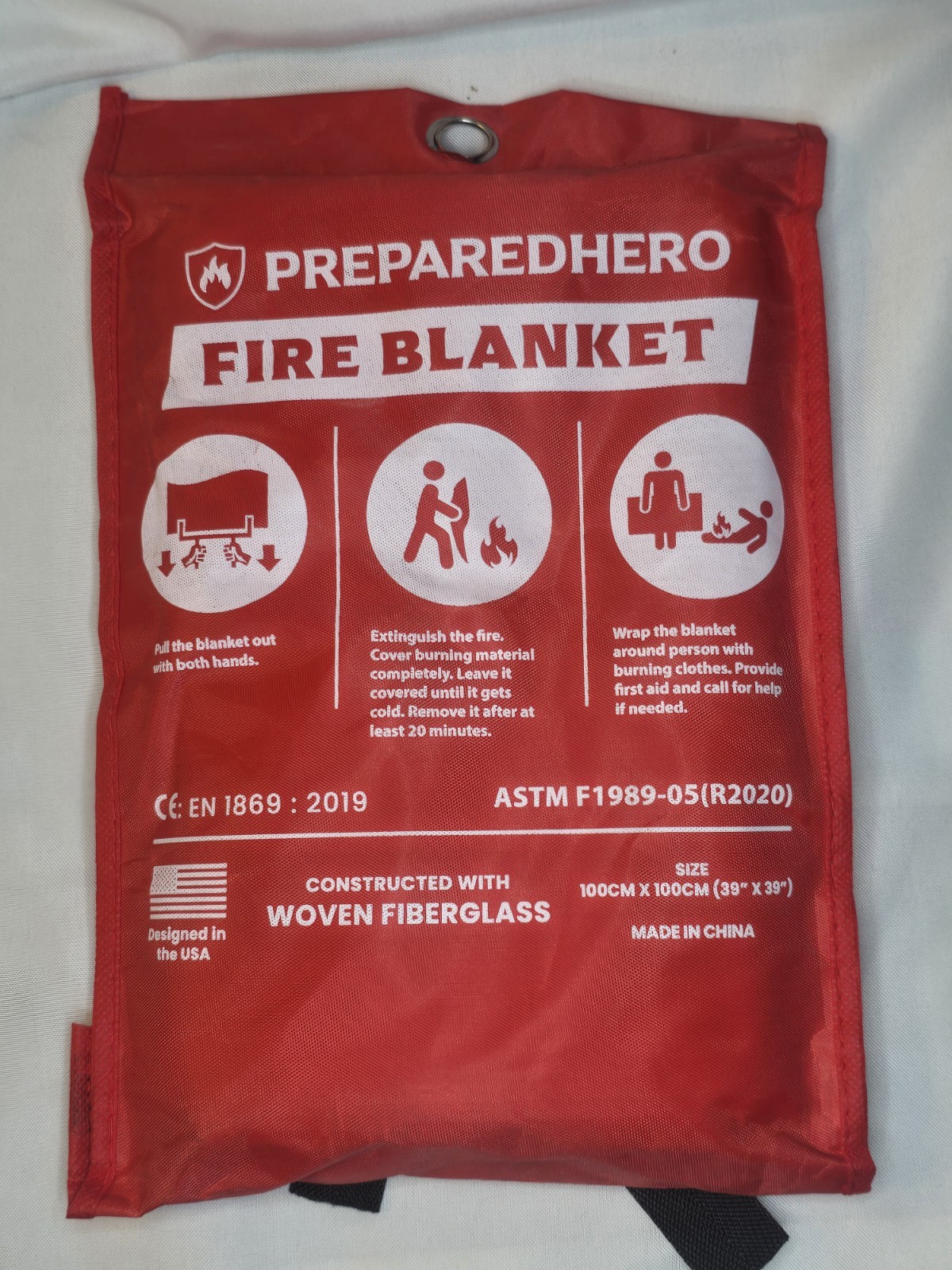 Prepared Hero Fire Blanket 39″×39″ Fiberglass Home Emergency Safety Blanket New