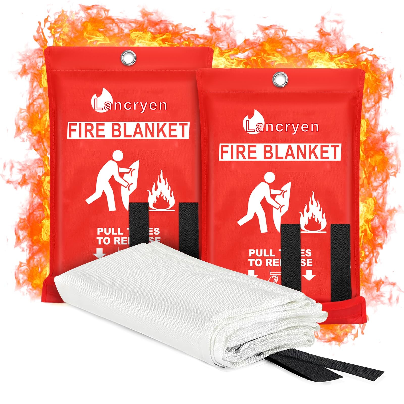 Emergency Fire Blanket, 2 Pack Fire Extinguisher Blanket, Fire Suppression Fa…