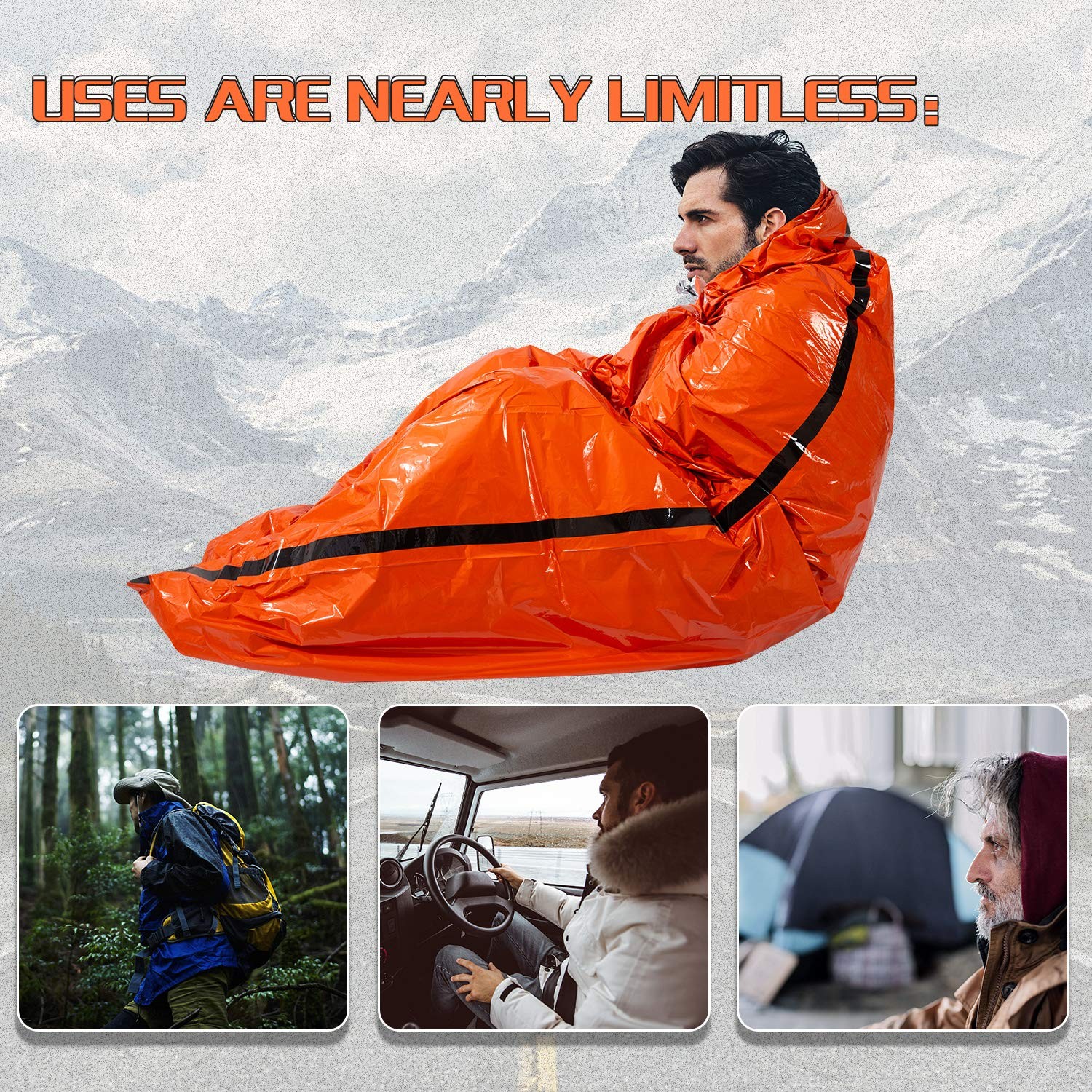 Mezonn Emergency Sleeping Bag Survival Bivy Sack Use as Emergency Blanket Lig…