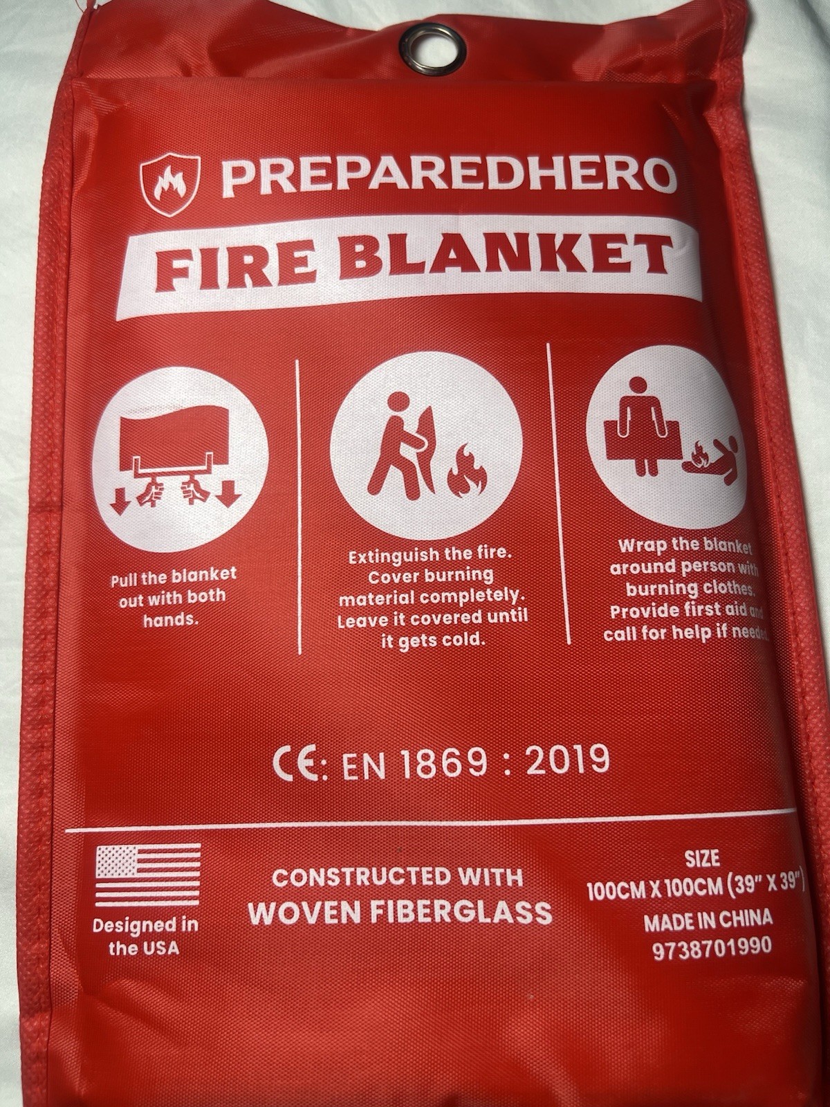 NEW Prepared Hero Fire Blanket 39″×39″ Fiberglass Home Emergency Safety Blanket