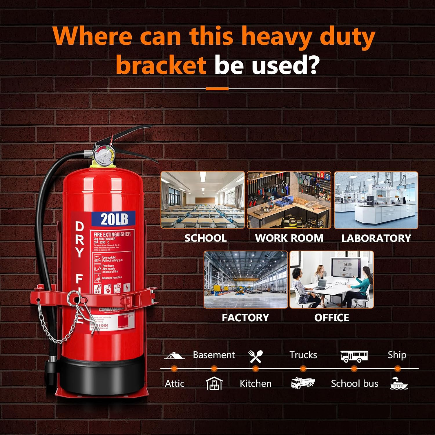 Heavy Duty Vehicle Bracket,Fire Extinguisher Brackets&Mounts-St12 Steel Red, Fit