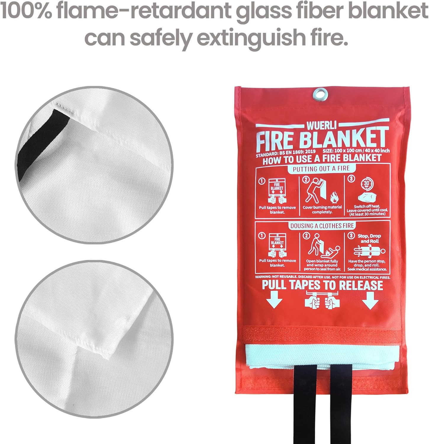 Fire Blanket for Home and Kitchen,40″ X 40″,4 Pack,Emergency Fire Blanket