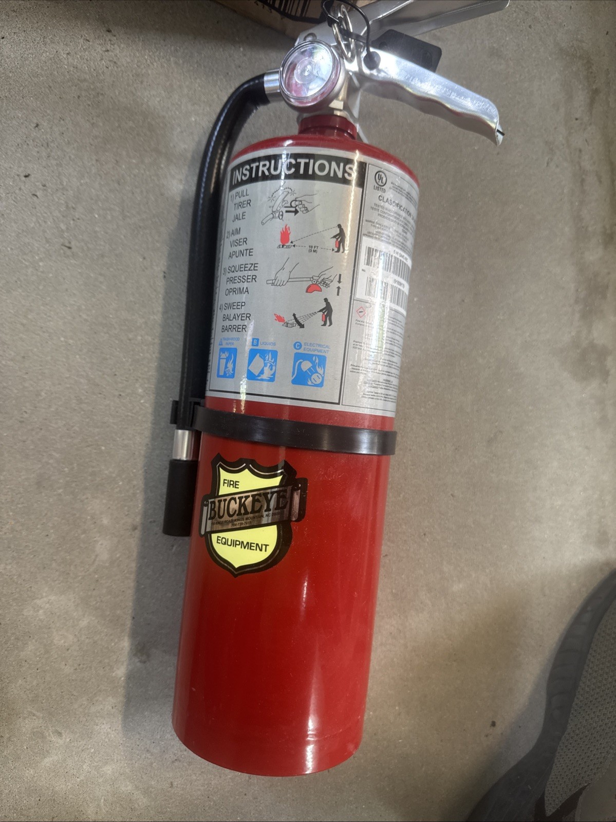 Buckeye Dry Chemical Fire Extinguisher UL Listed Commercial A B C 5HI