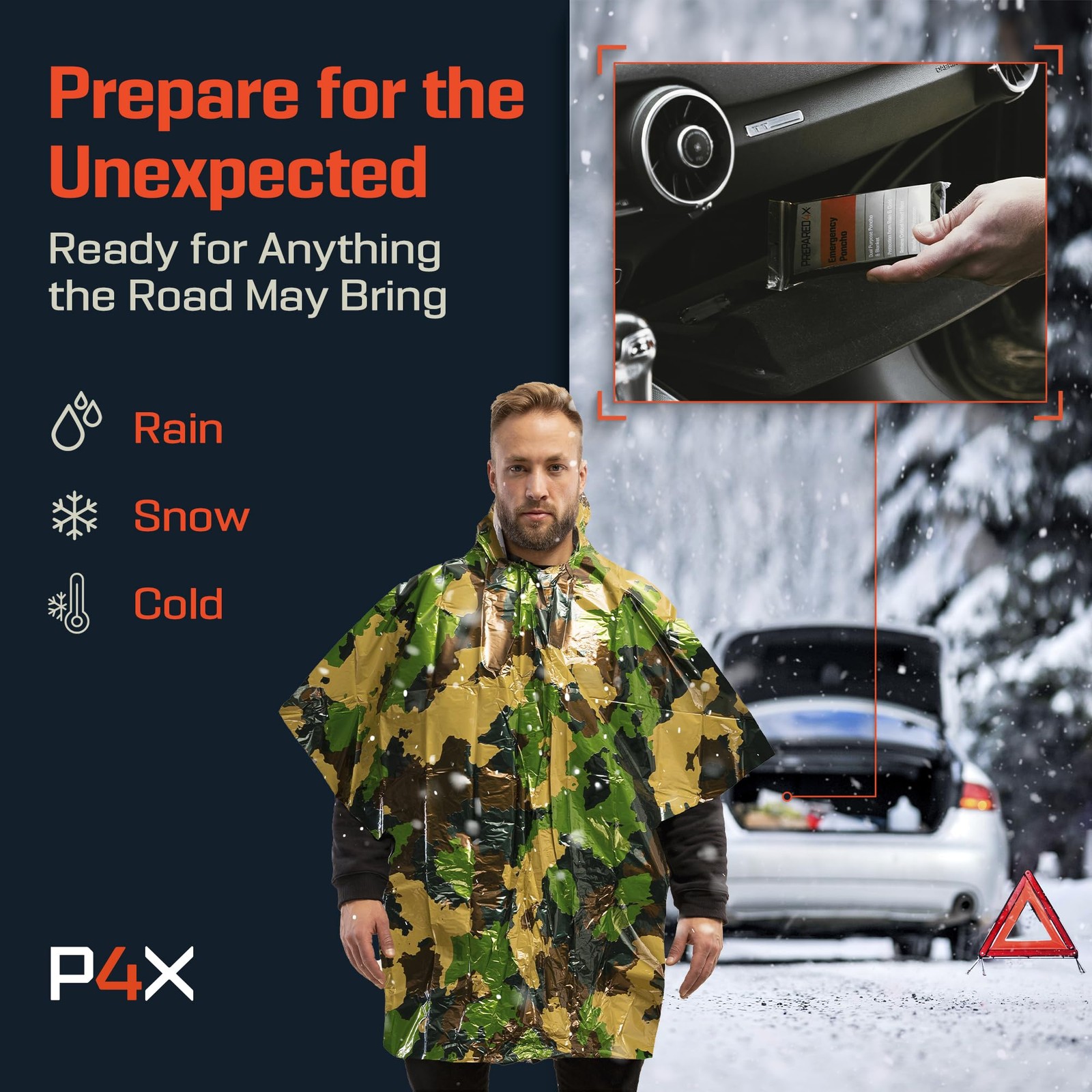 Emergency Mylar Poncho – Reflective Liner, Waterproof, Compact – Survival Gear